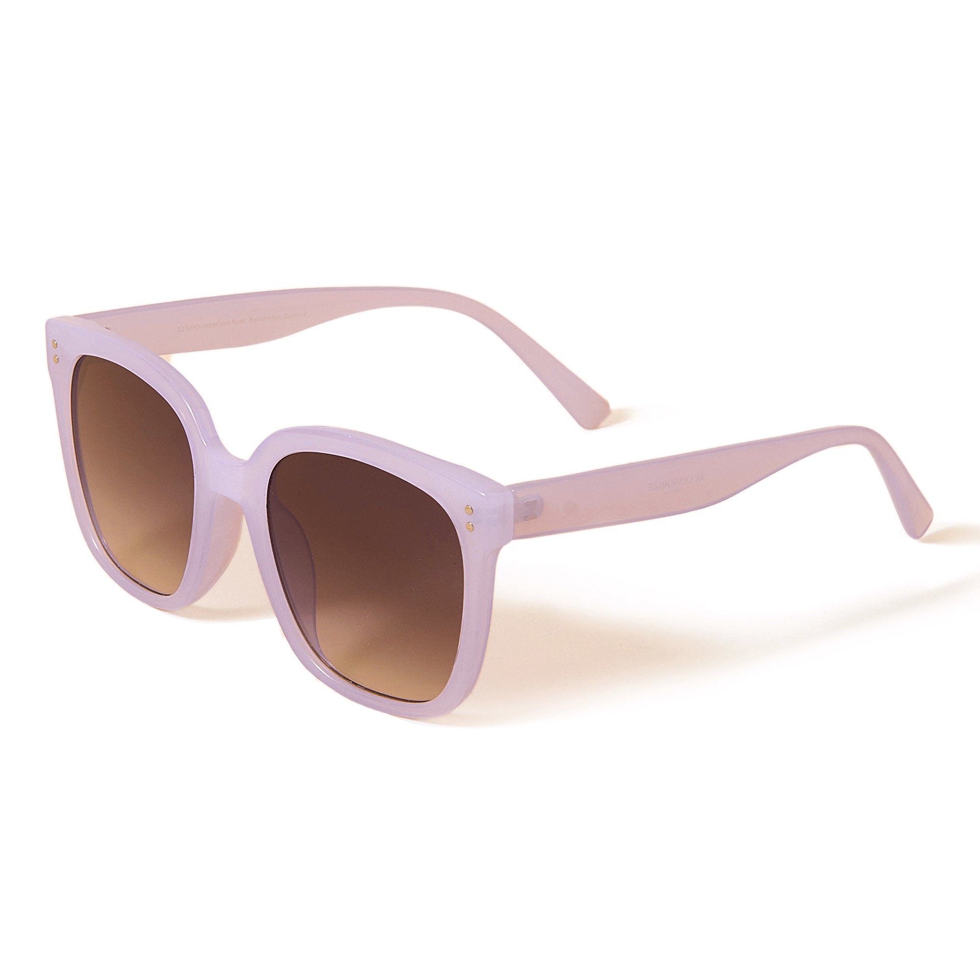Accessorize London Women's Light Pink Coloured Oversized Wayfarer Sunglasses