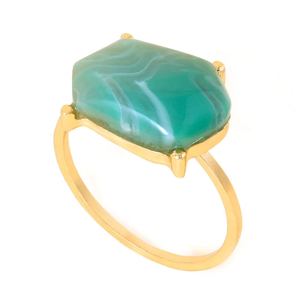 Accessorize London Women's Green Stone Ring-Small