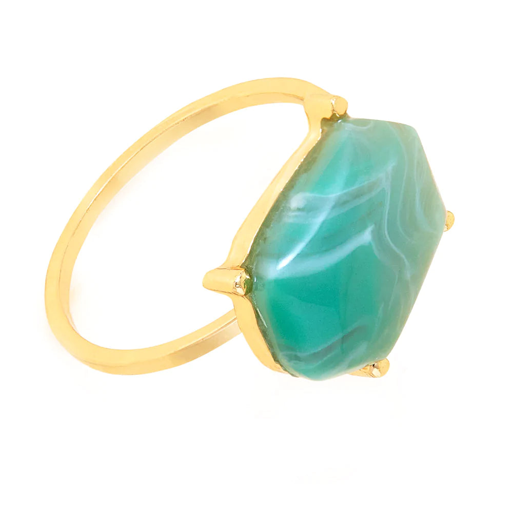 Accessorize London Women's Green Stone Ring-Small