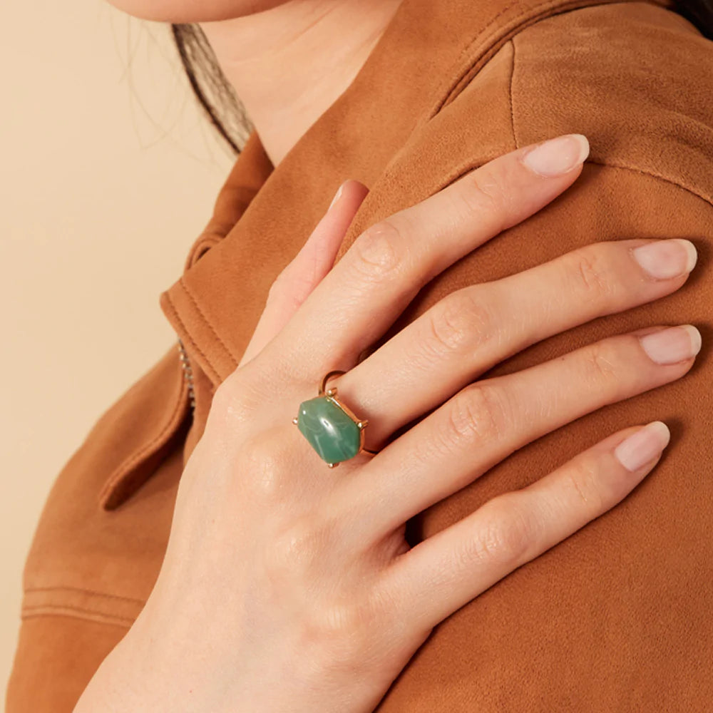Accessorize London Women's Green Stone Ring-Small