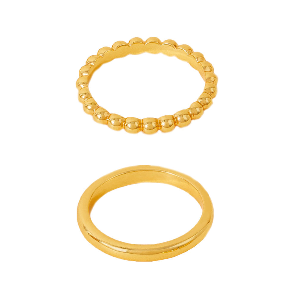 Real Gold Plated Gold Z 2 Bobble Ring Set-Small