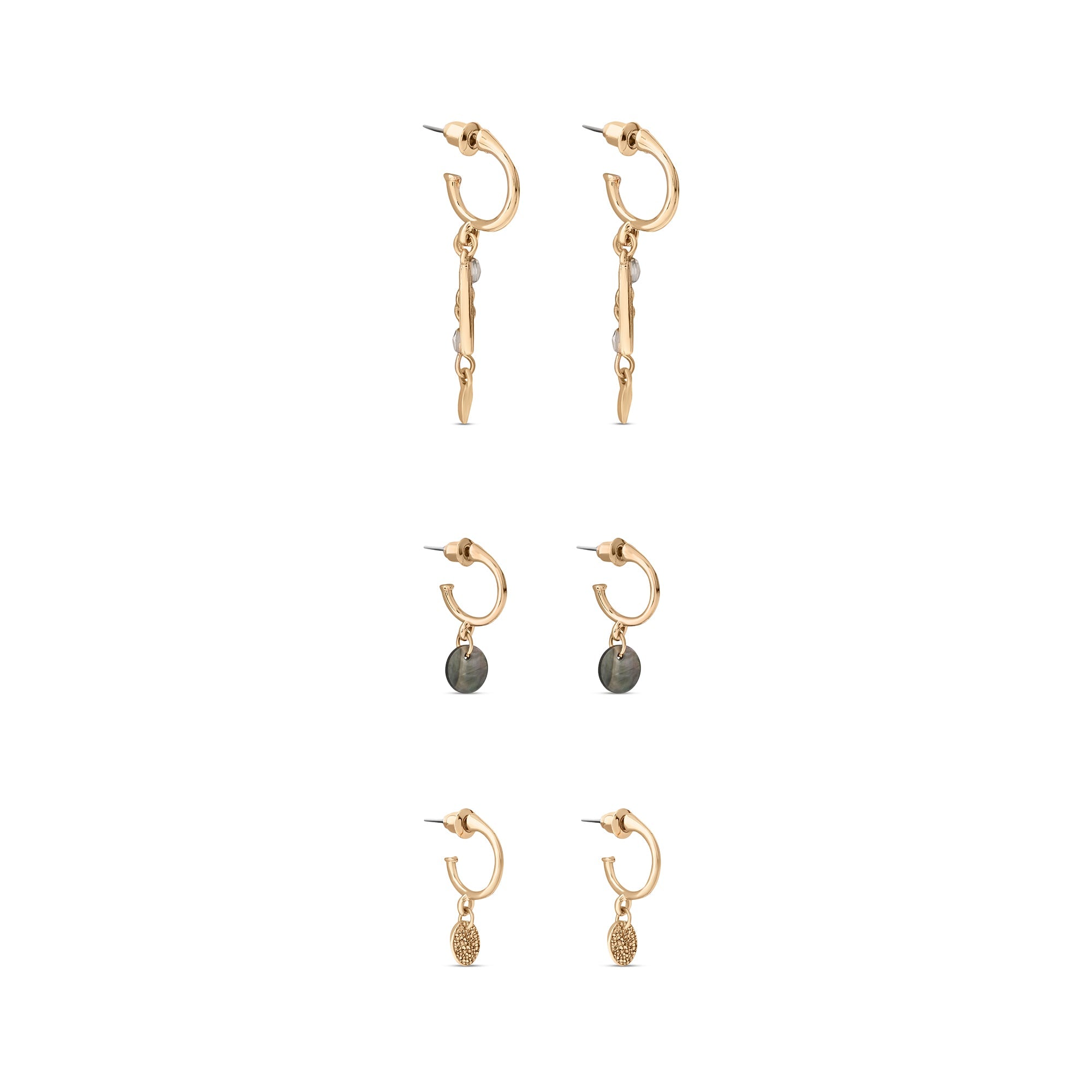 Pearlised Huggie Hoops Set Of 3