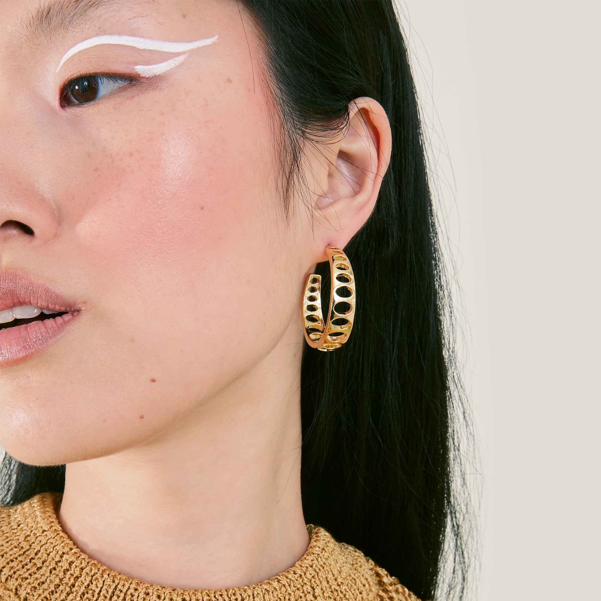 Accessorize London Women's Gold Cutout Hoop Earring