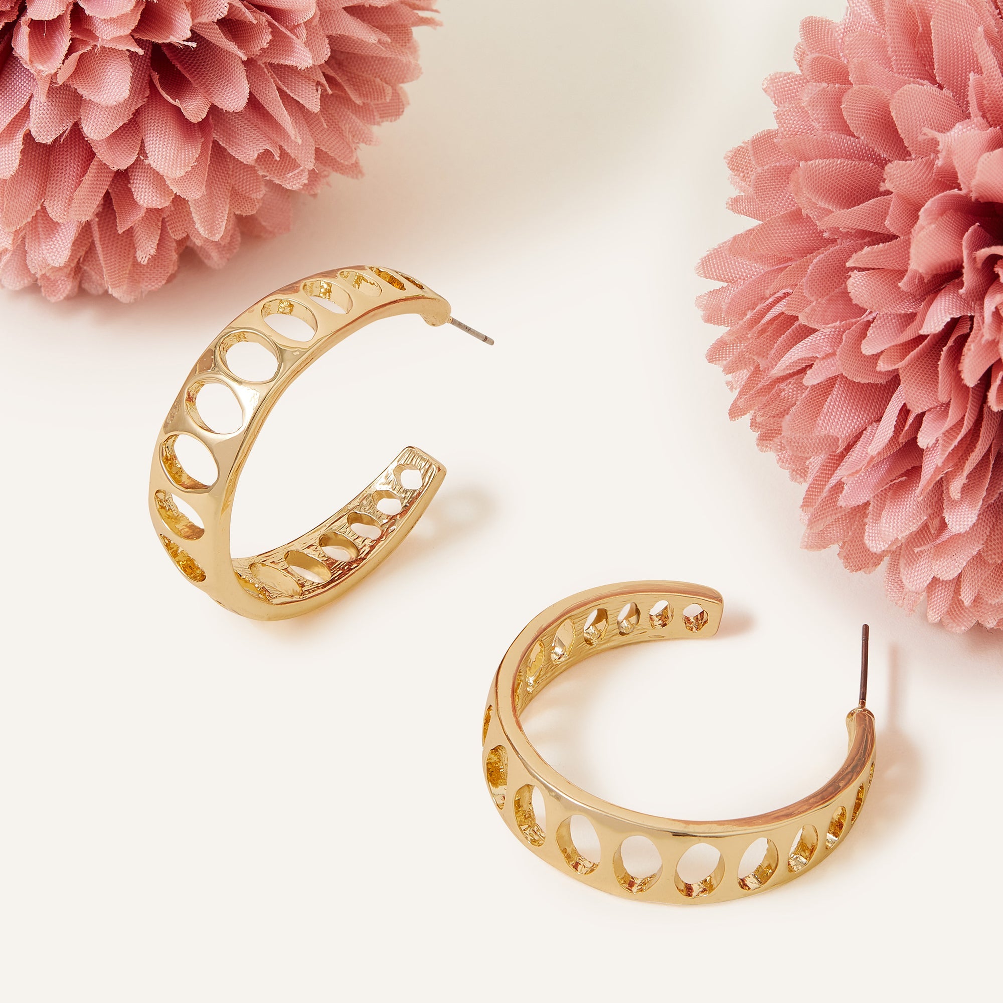 Accessorize London Women's Gold Cutout Hoop Earring