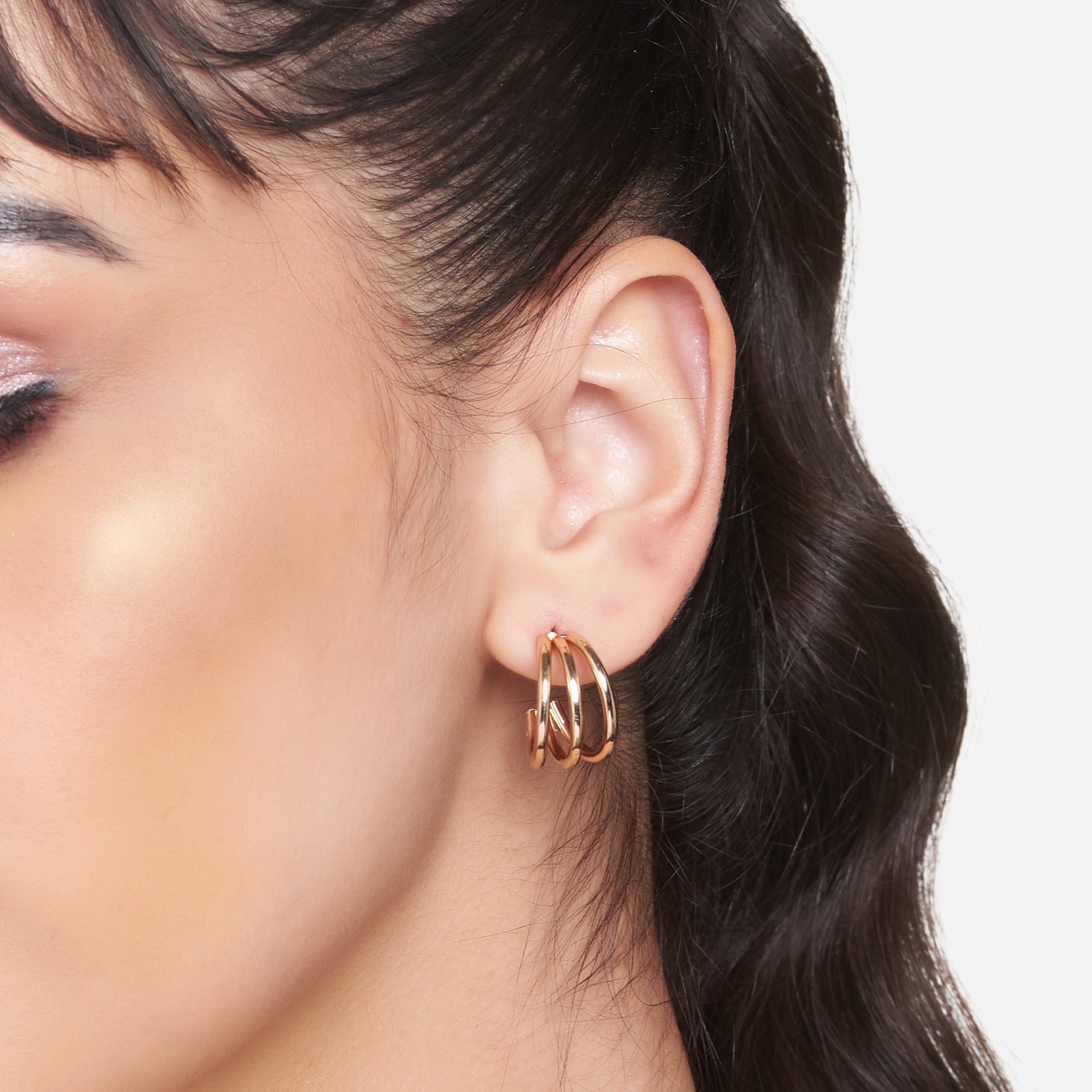 Accessorize London Women's Gold Multi Hoop Earring