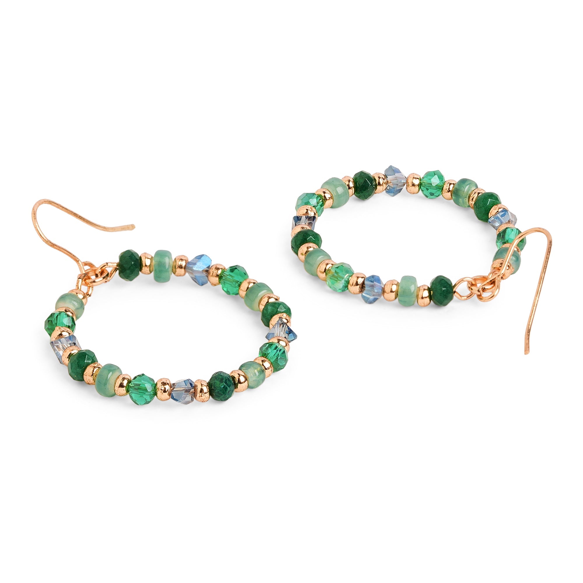Accessorize London Women'S Green Beaded Drop Hoop Earrings