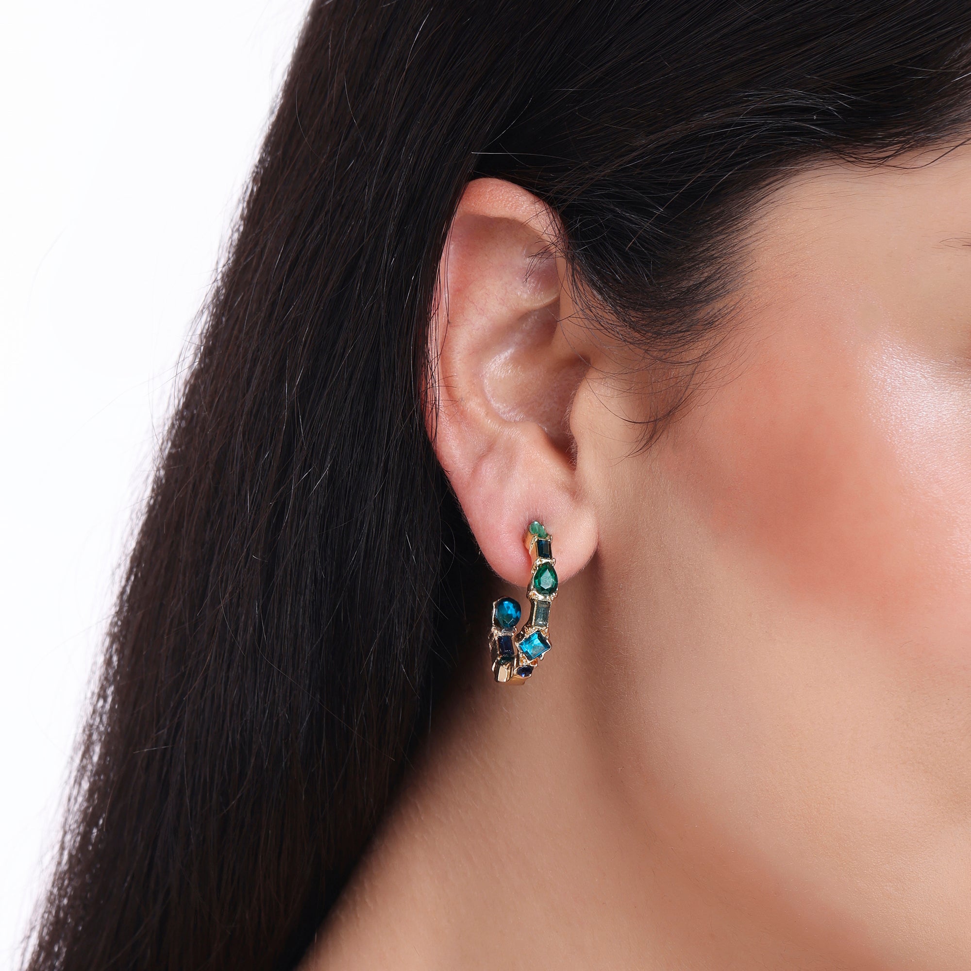 Eclectic Gem Hoop Earrings