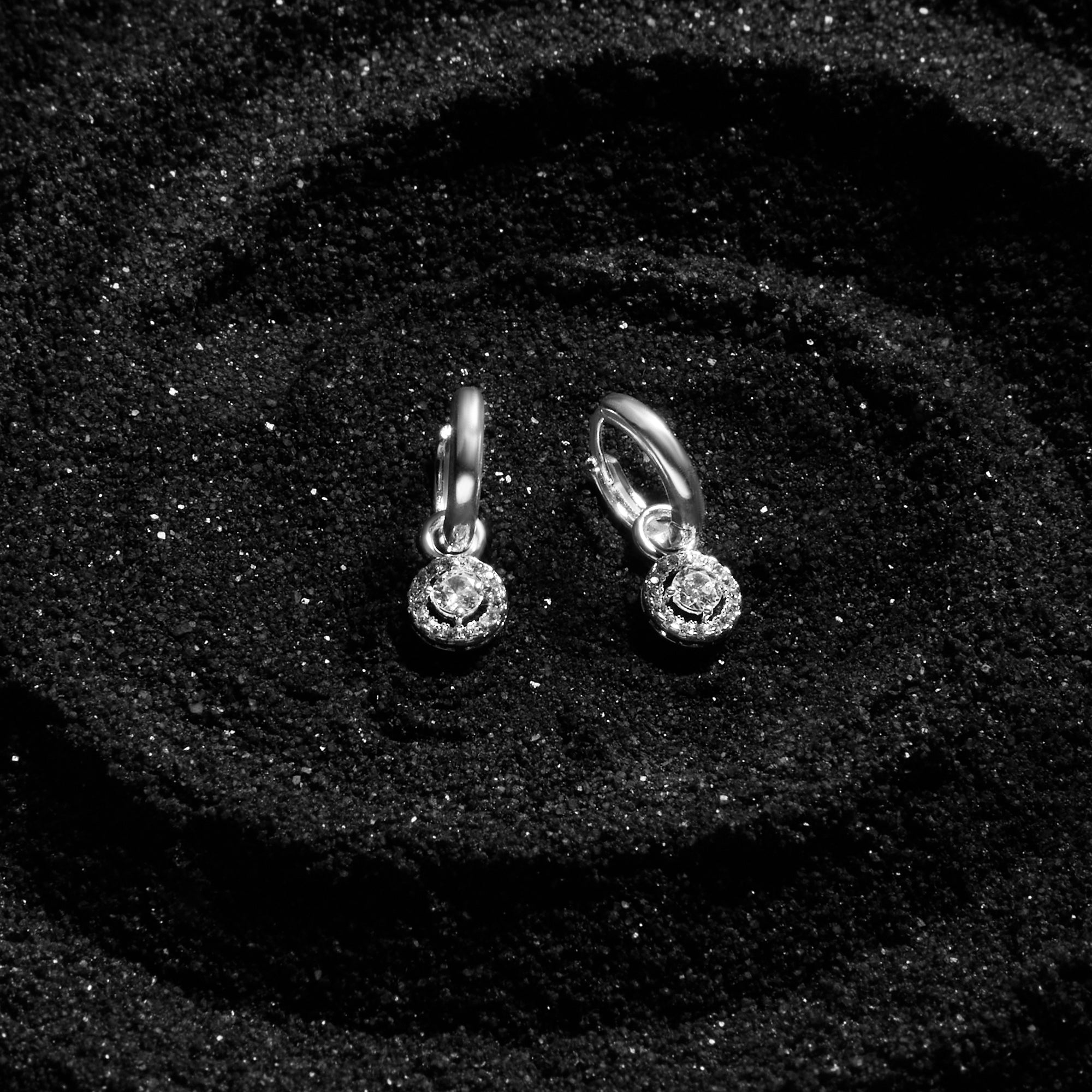 Sterling Silver-Plated Sparkle Huggie Hoops