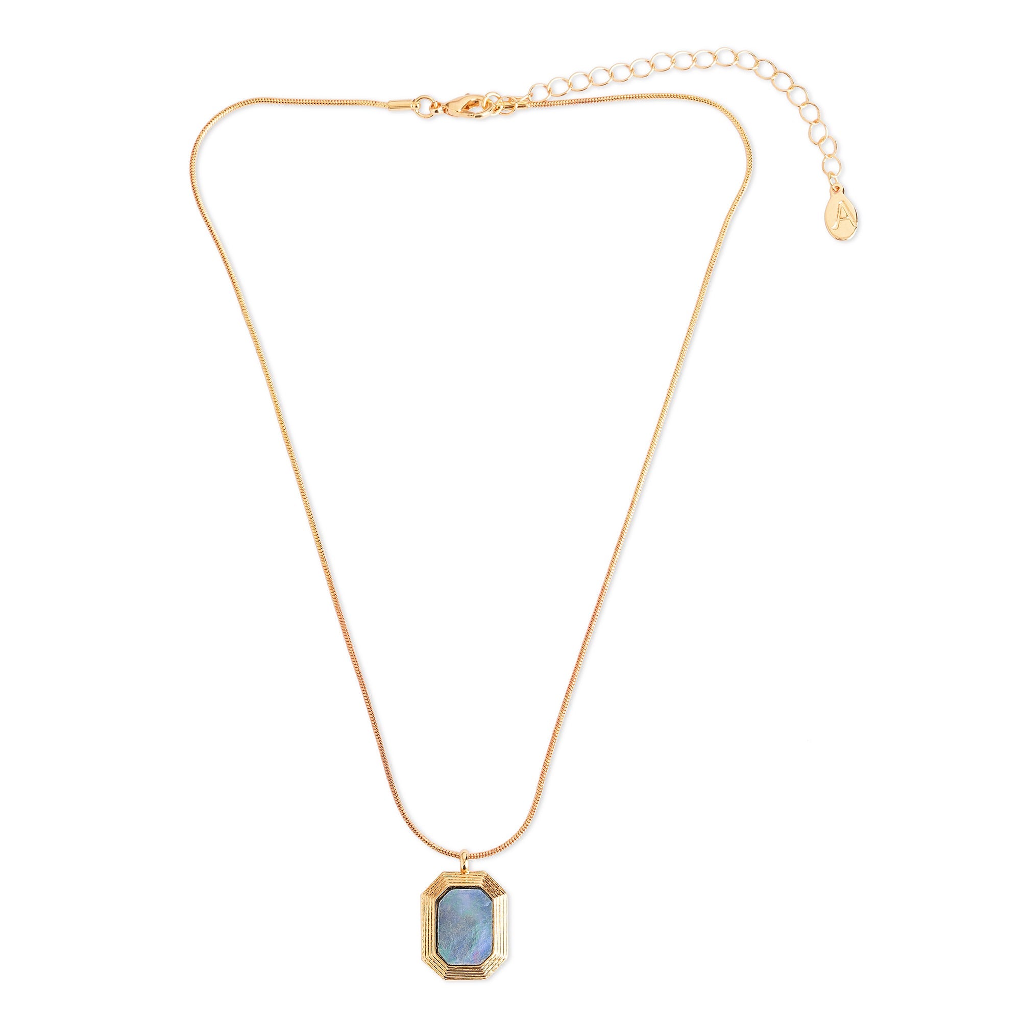 Accessorize London Women's Grey Pearlised Bevelled Edge Pendant