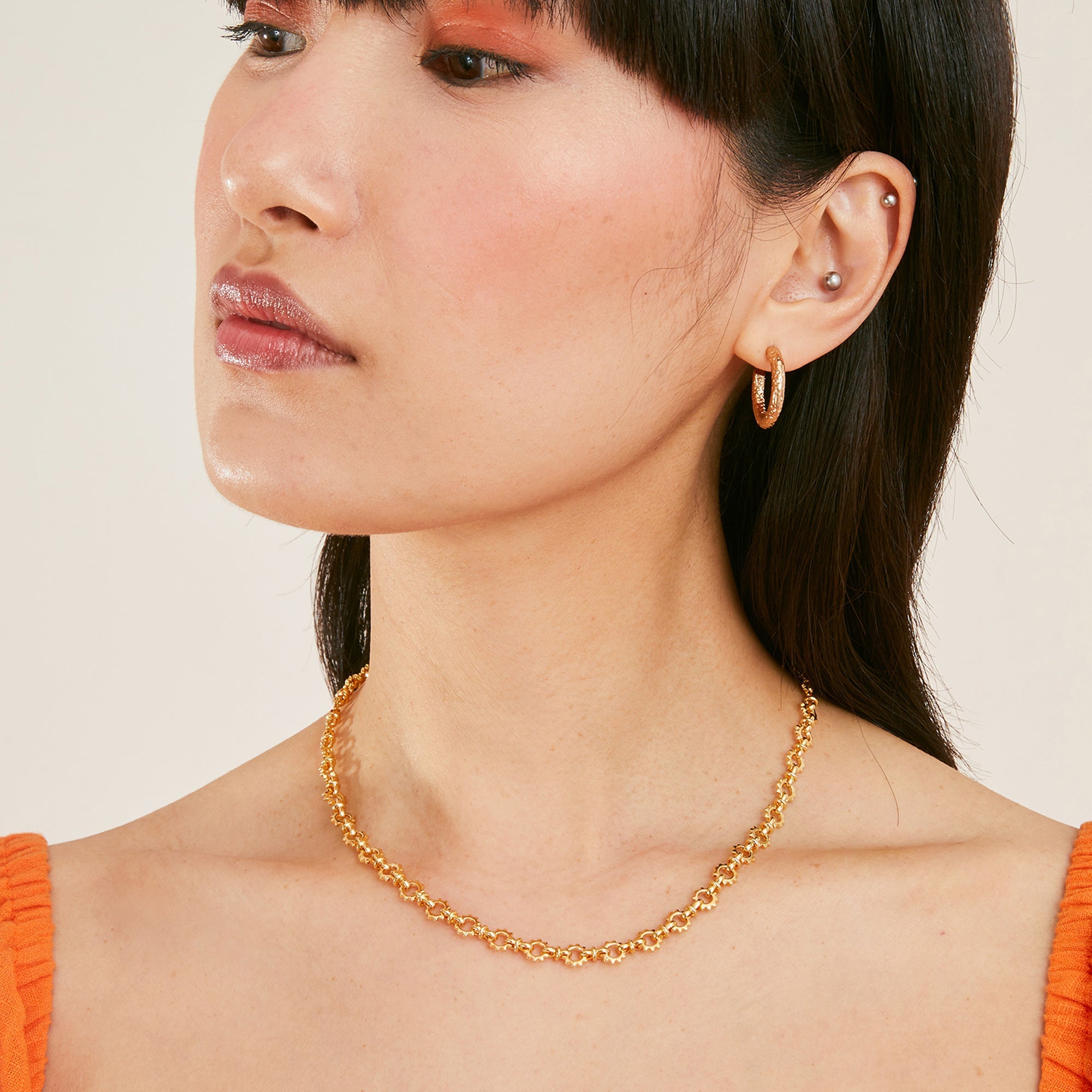 Gold-Plated Z Sun Chunky Chain Necklace