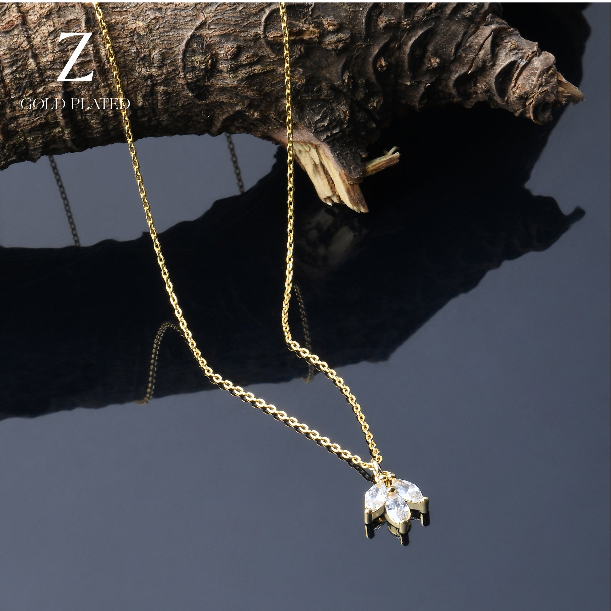 Real Gold-Plated Z Sparkle Pendant Necklace