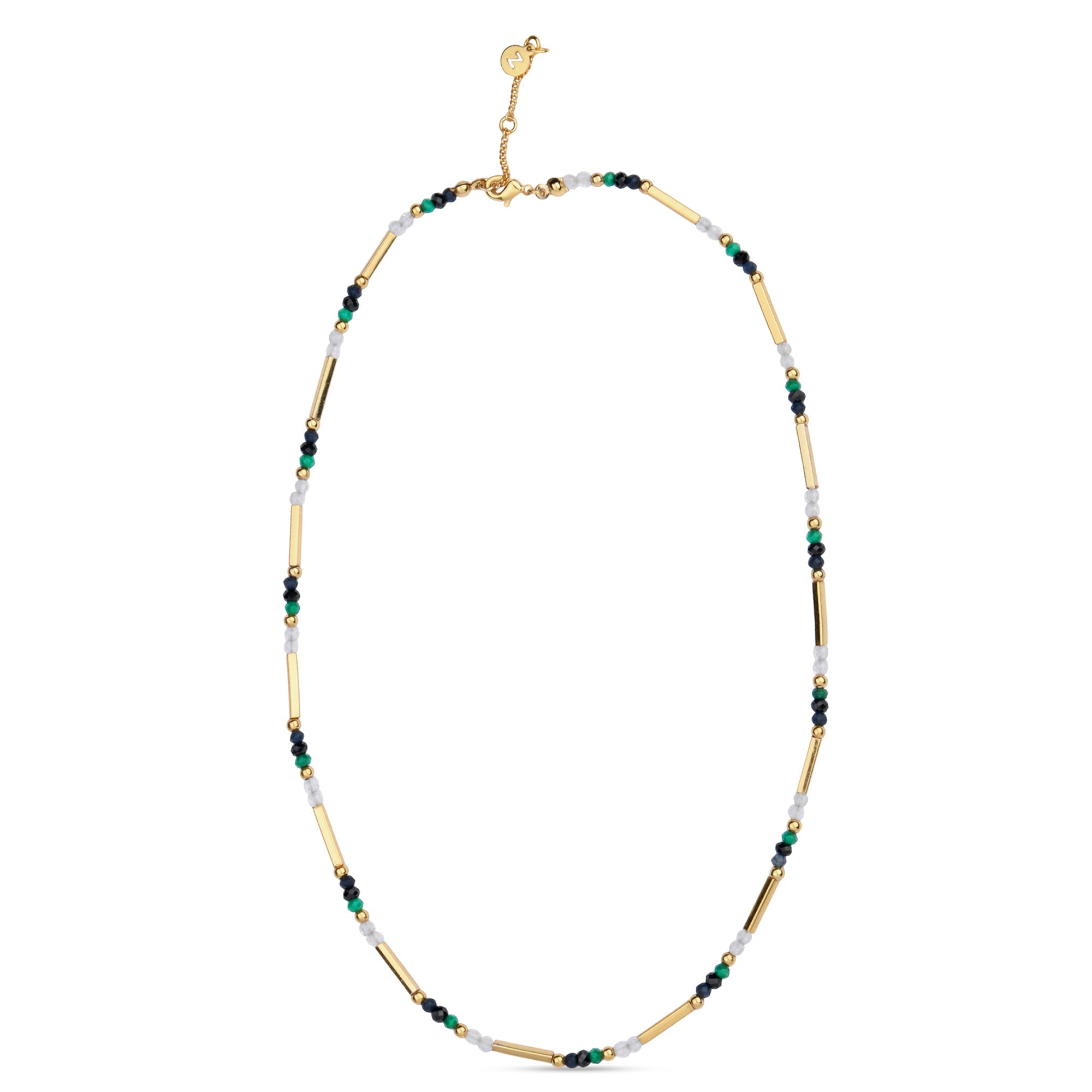 Gold Plated Z Mixed Stone Necklace