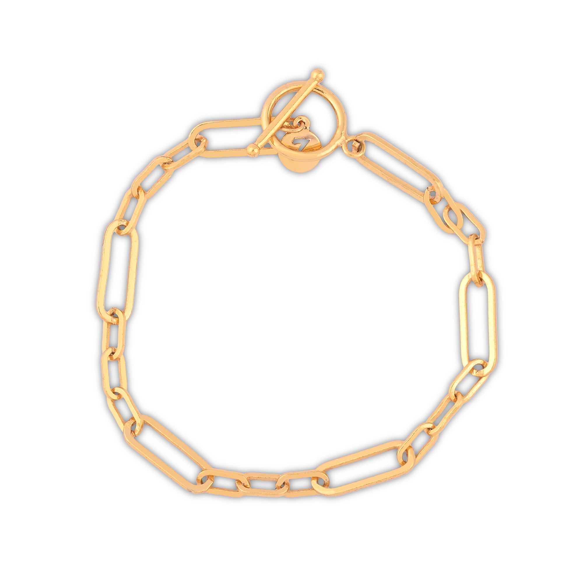 Real Gold Plated Z Trombone Chain T-Bar Bracelet