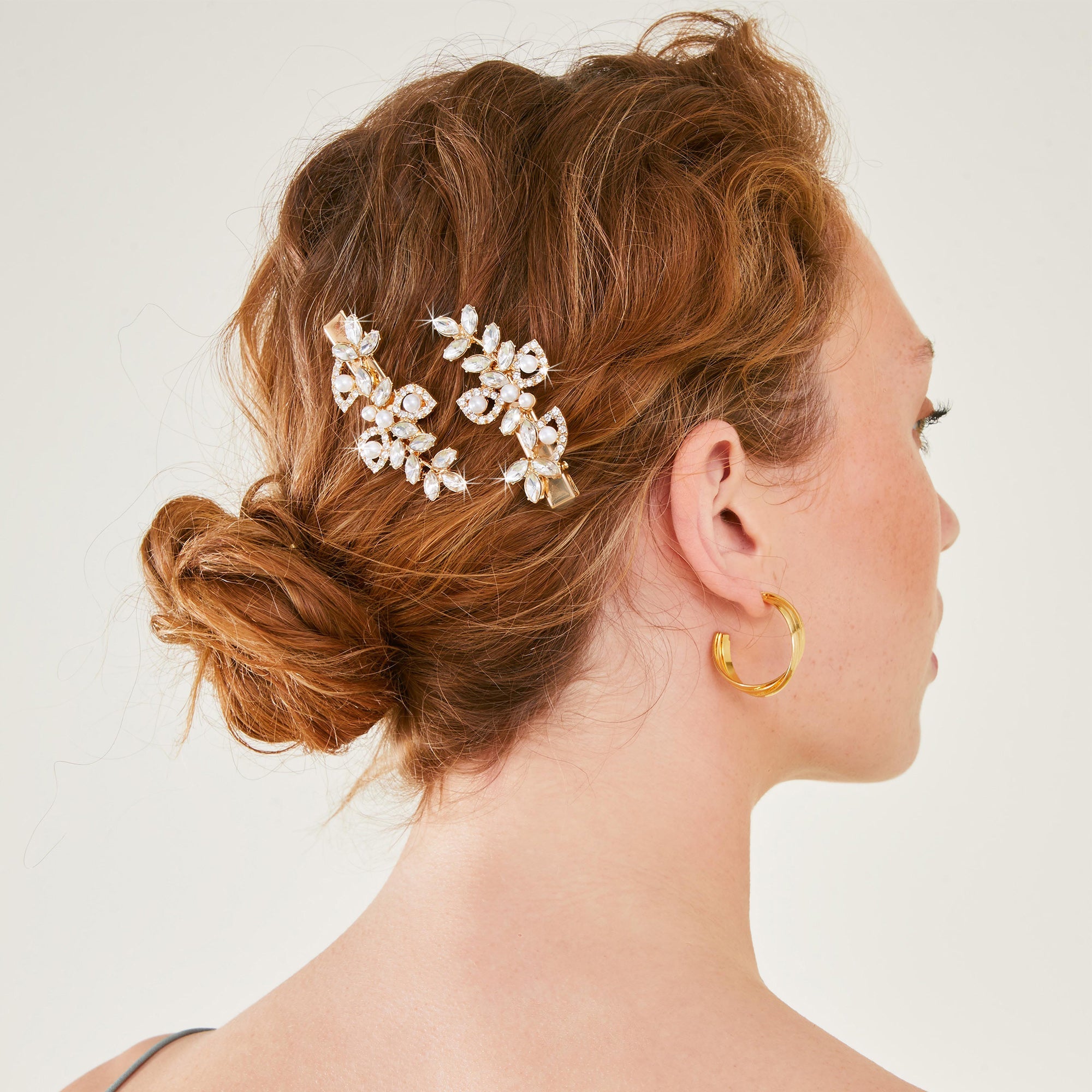 Accessorize London Gold Pearl And Crystal Leaf Hair Clips Pack Of