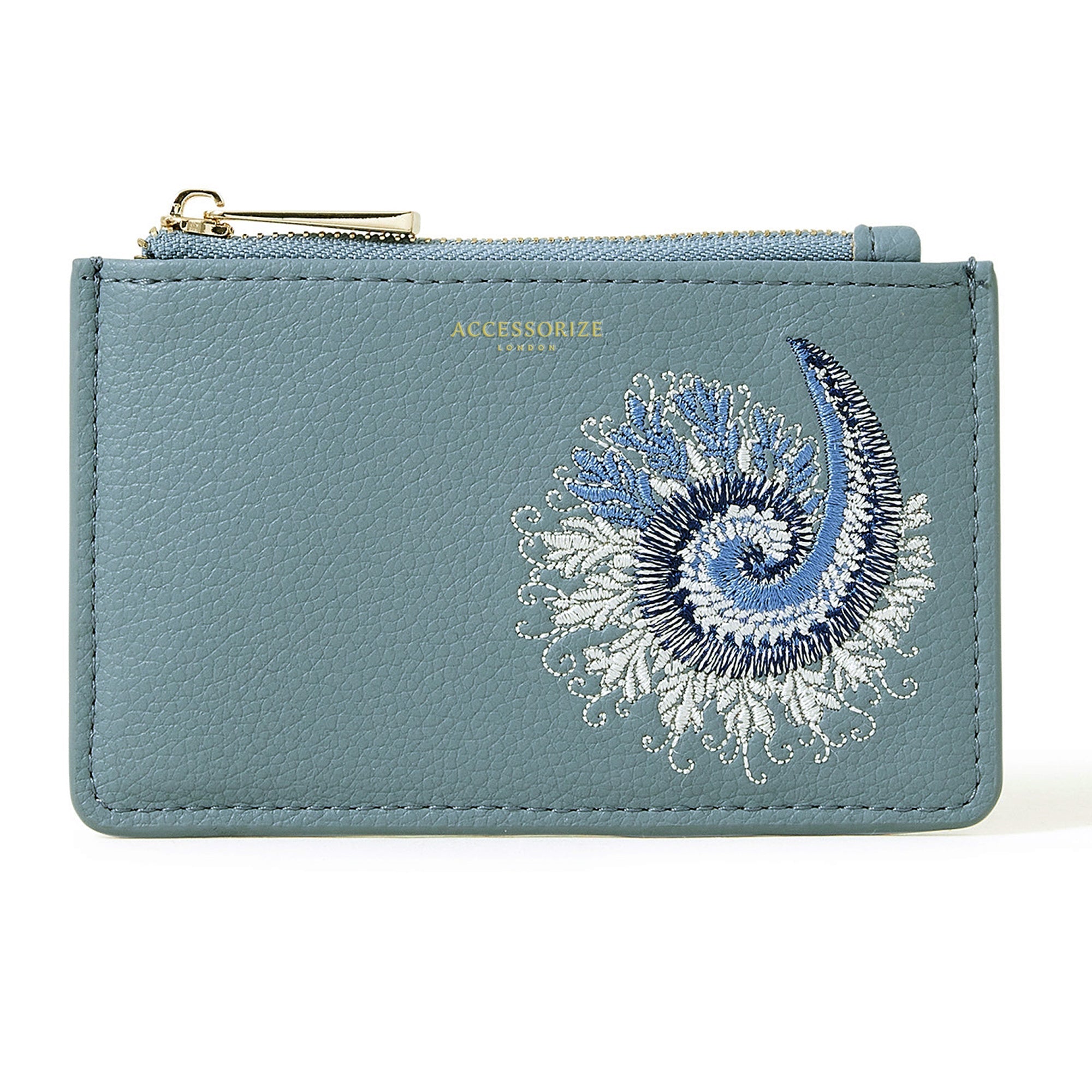 Accessorize London Women's Blue Embroidered Cardholder