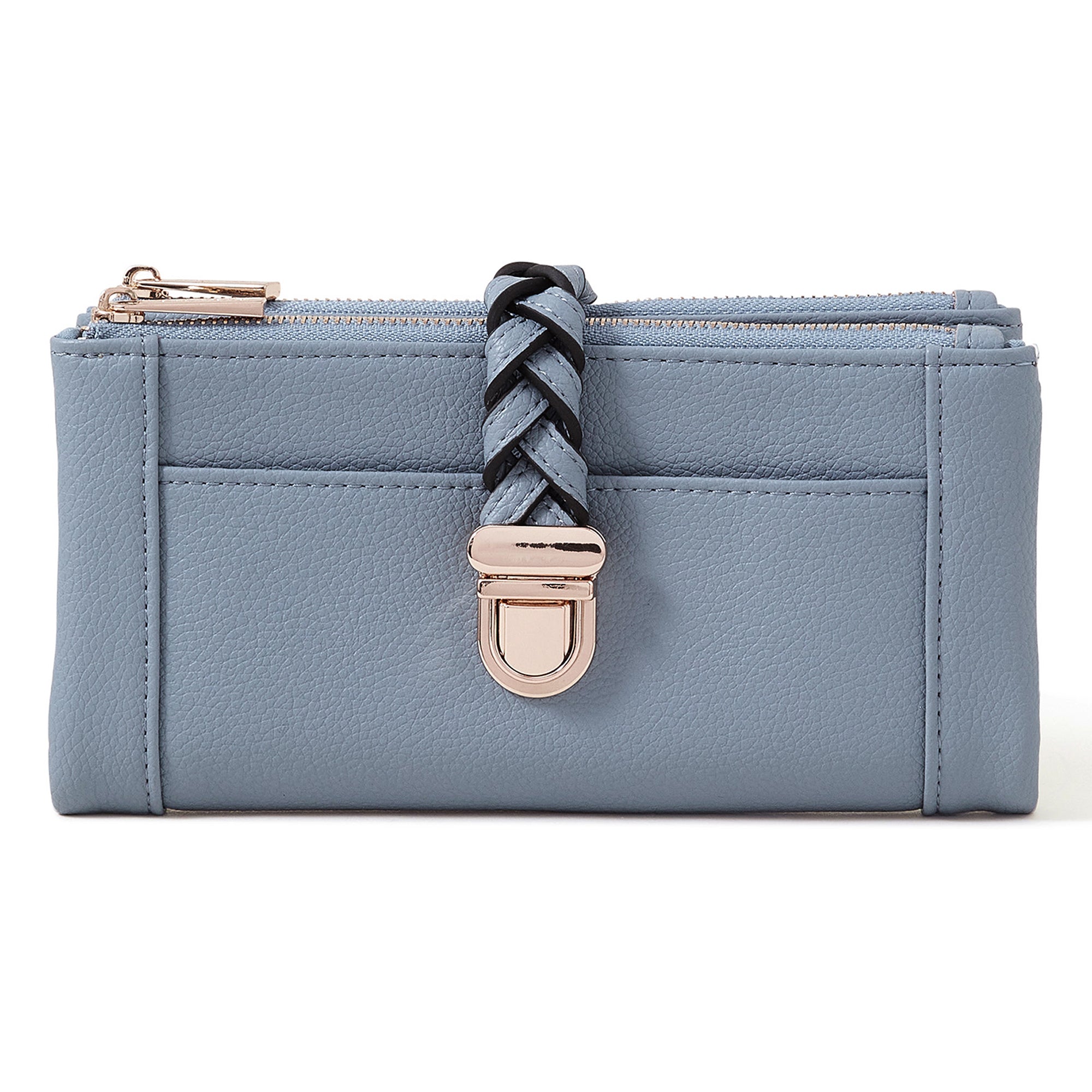 Accessorize London Women's Blue Plait Push Lock Wallet
