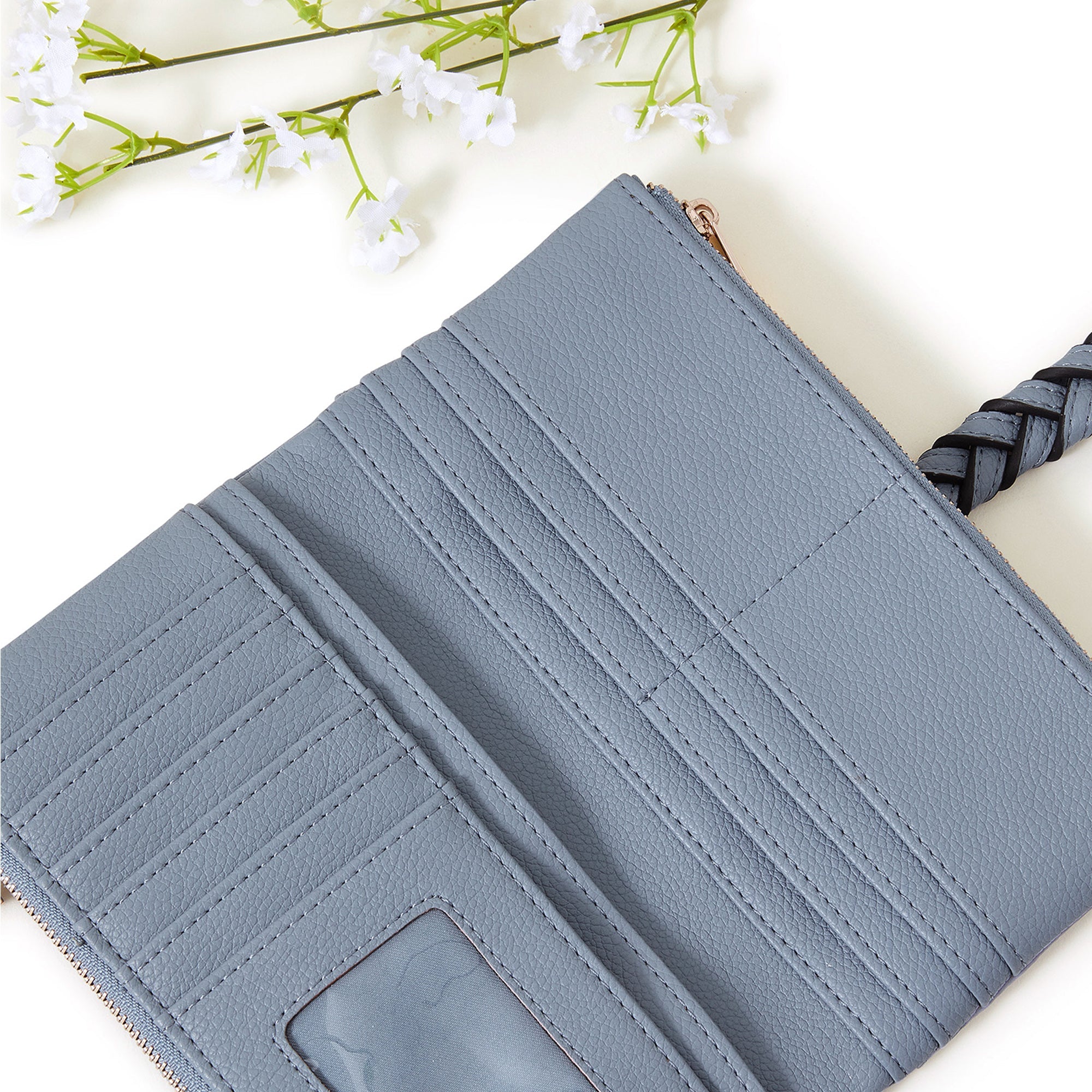 Accessorize London Women's Blue Plait Push Lock Wallet