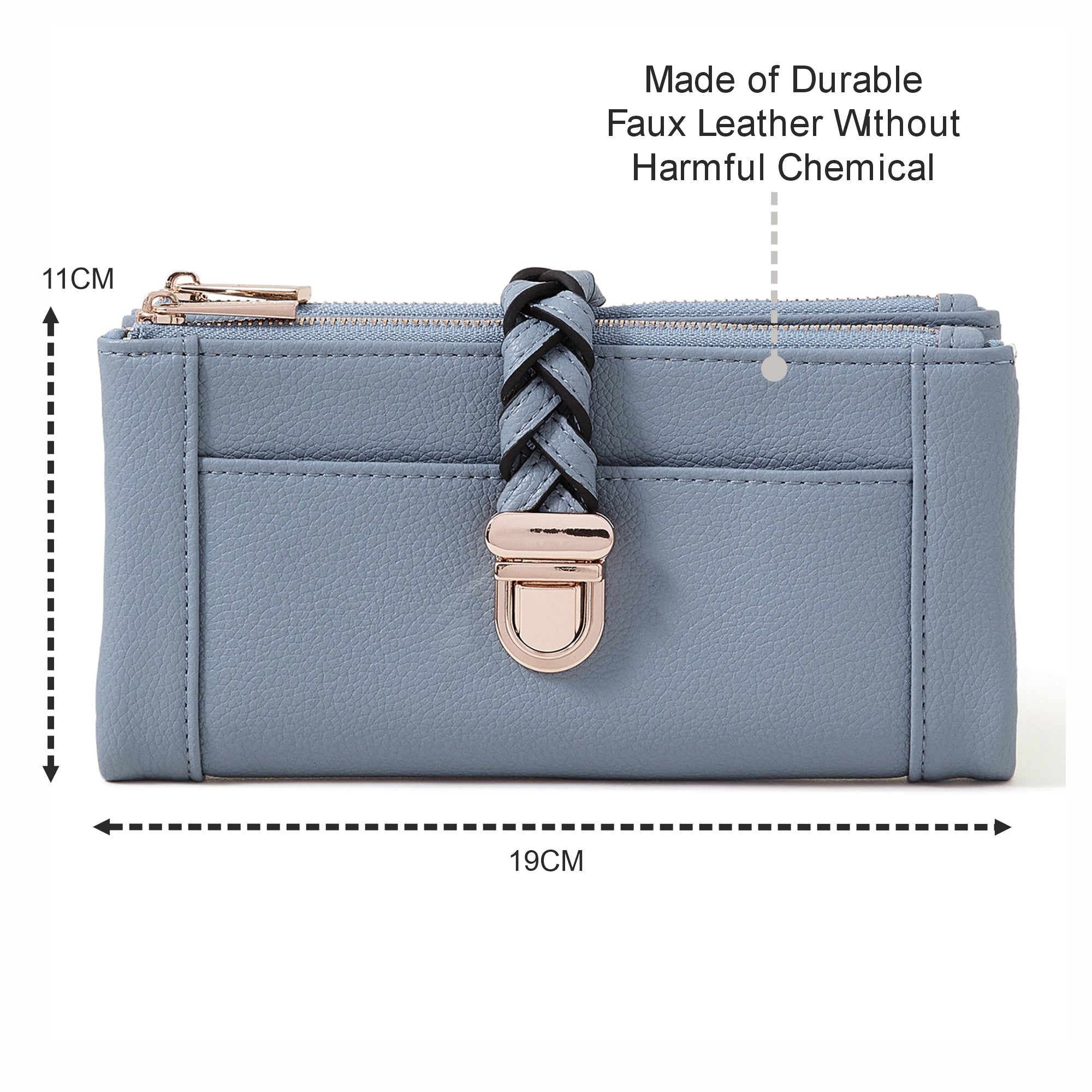 Accessorize London Women's Blue Plait Push Lock Wallet