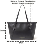 Accessorize London Women's Faux Leather Black Artisan Strap Detail Work Tote Bag