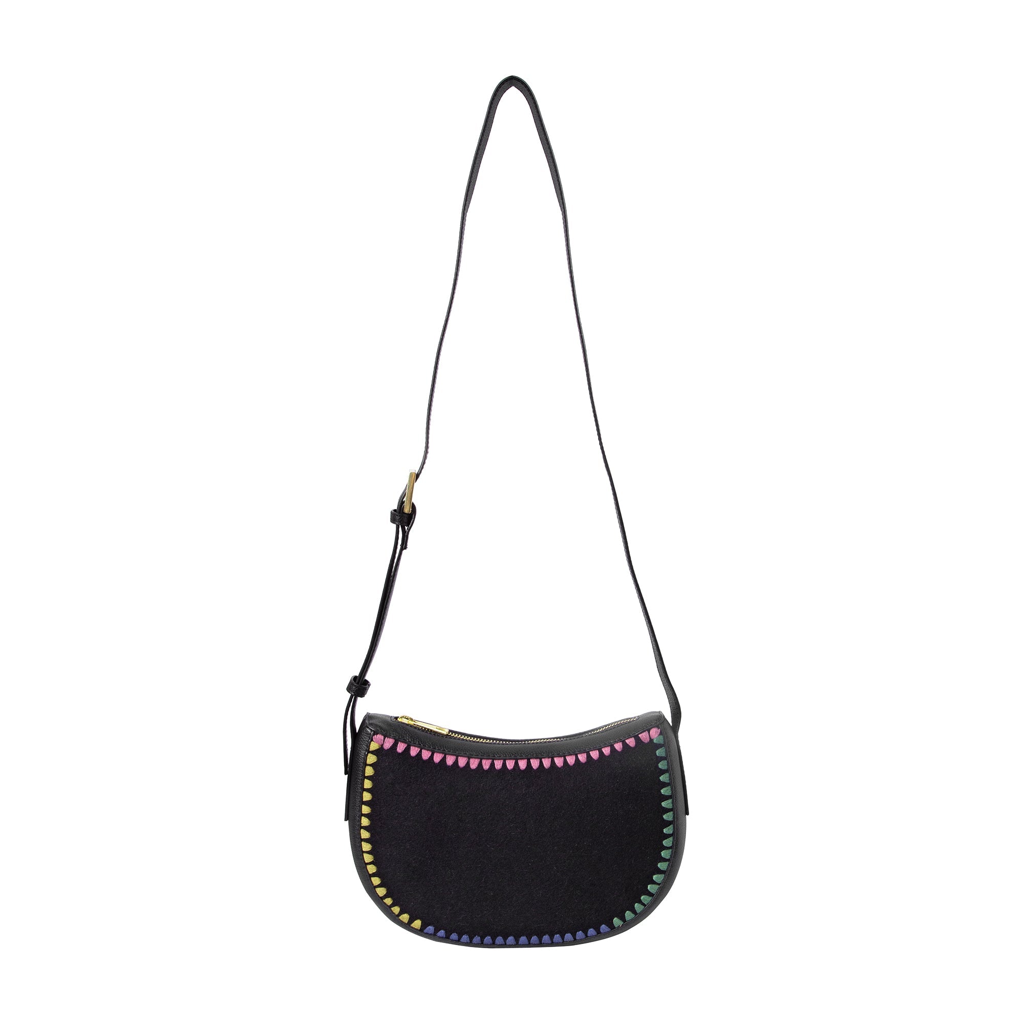 Accessorize London Women's Black Stitch Cross-Body Bag