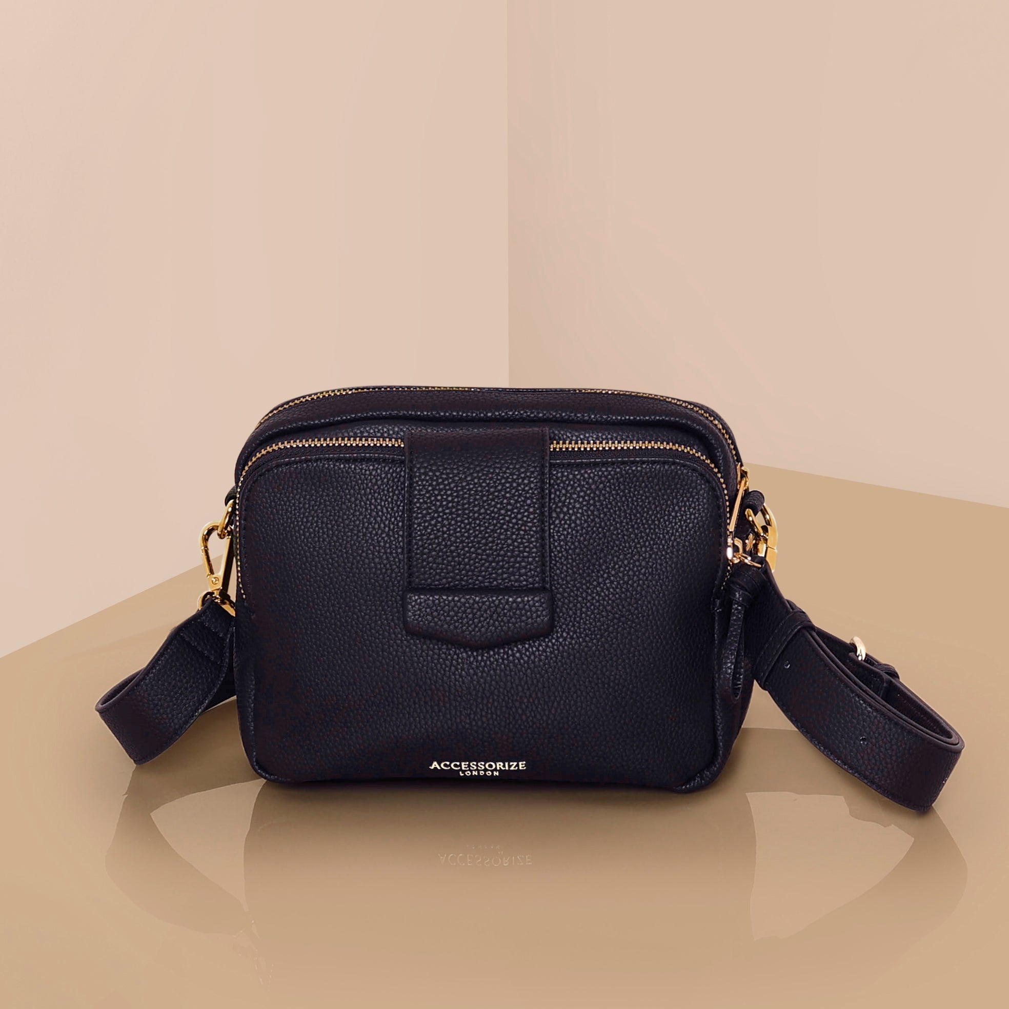 Accessorize London Women's Black Functional Cross-Body Bag Black