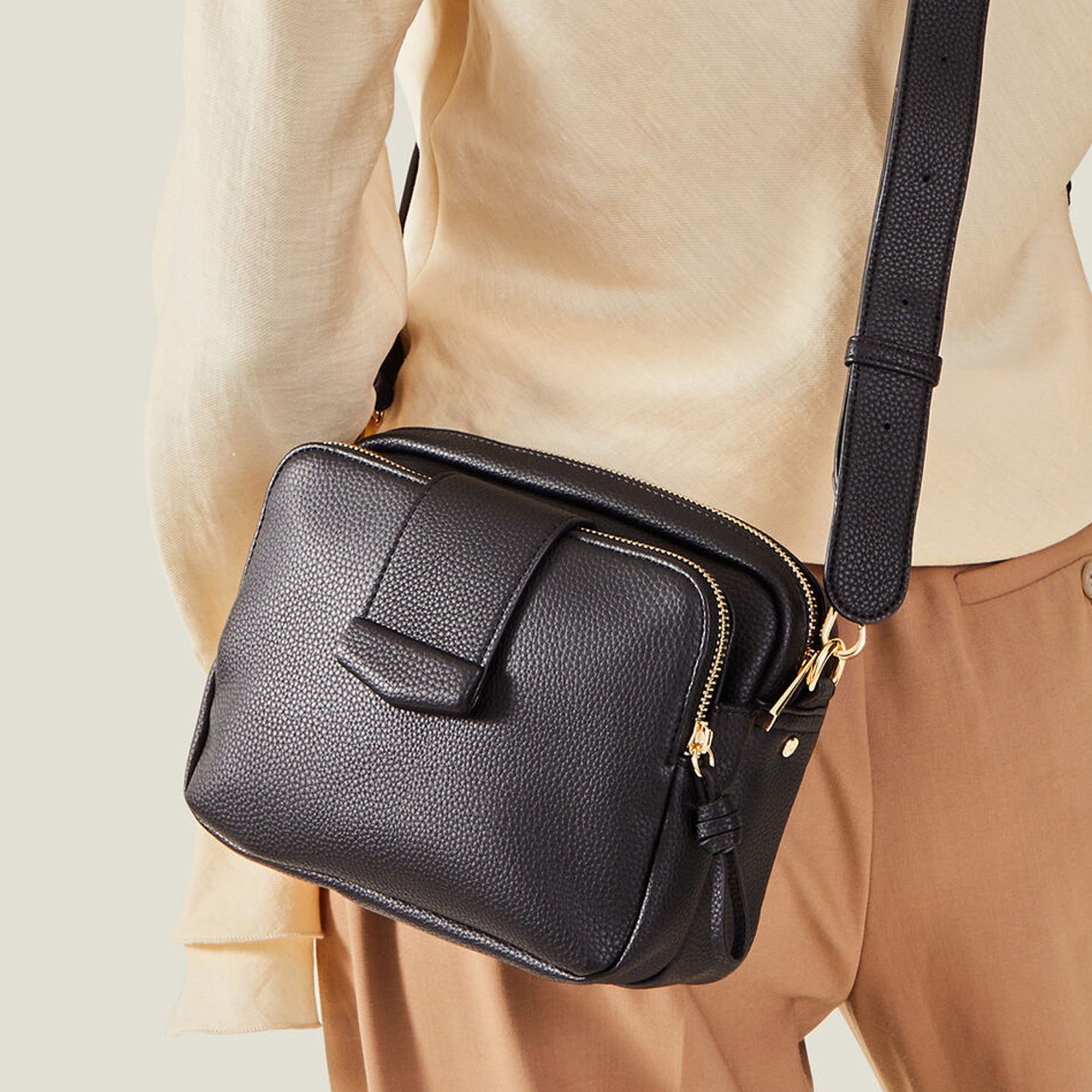 Women's Black Functional Cross-Body Bag