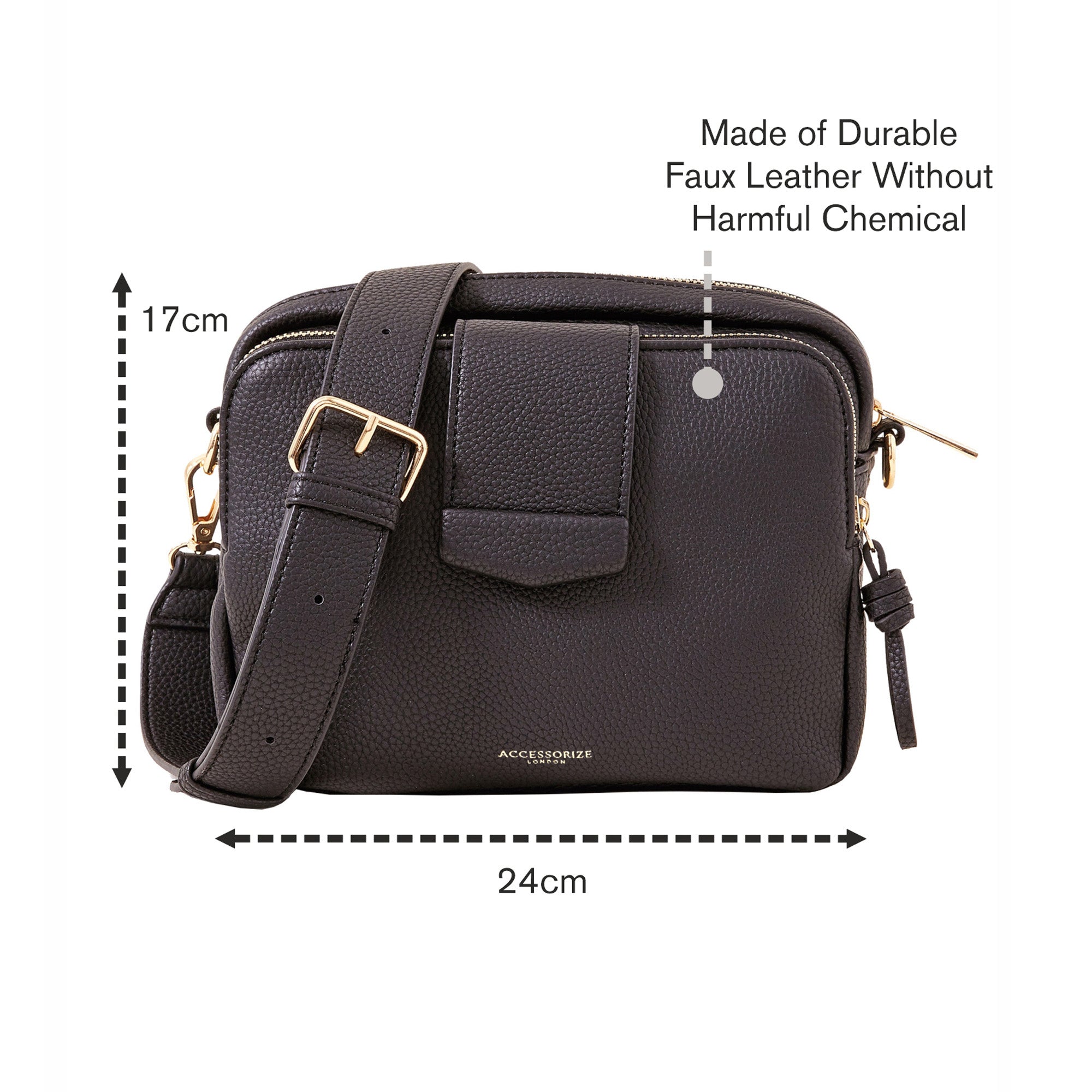 Women's Black Functional Cross-Body Bag
