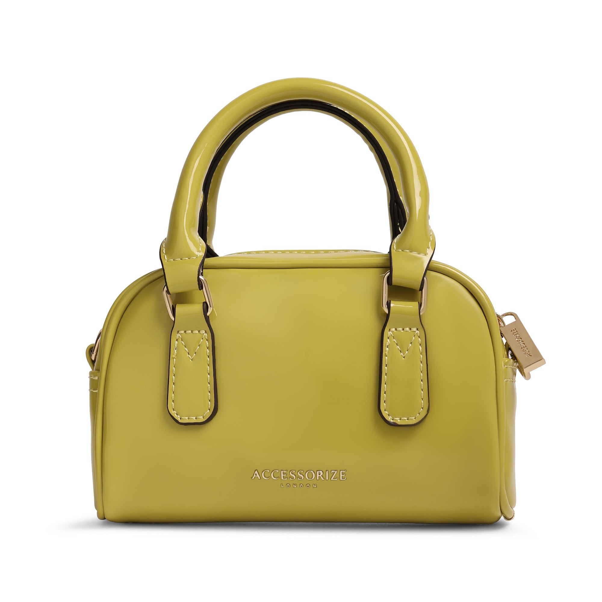 Lime Small Patent Bowler Bag