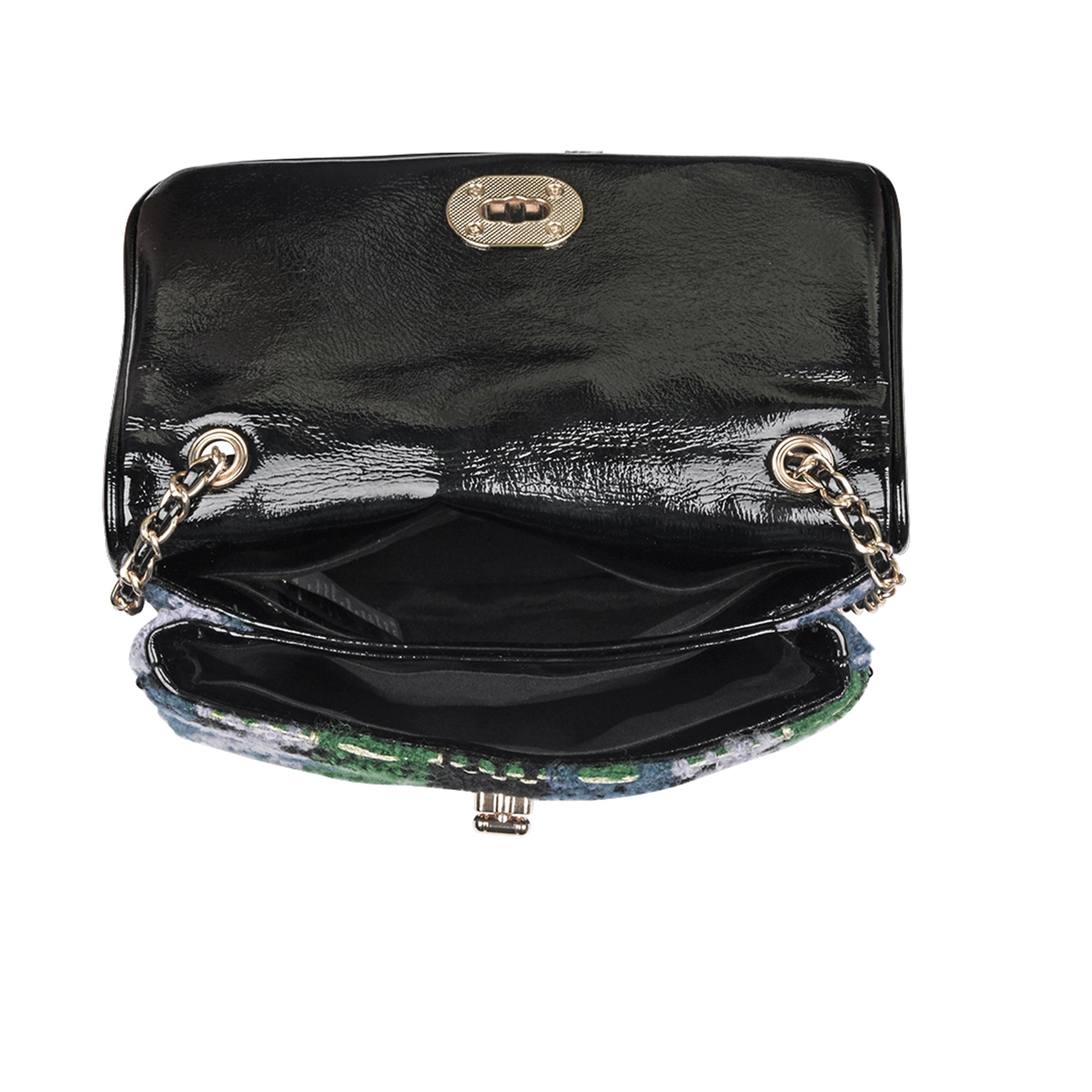 Accessorize London Women's Green Tweed Cross Body Bag