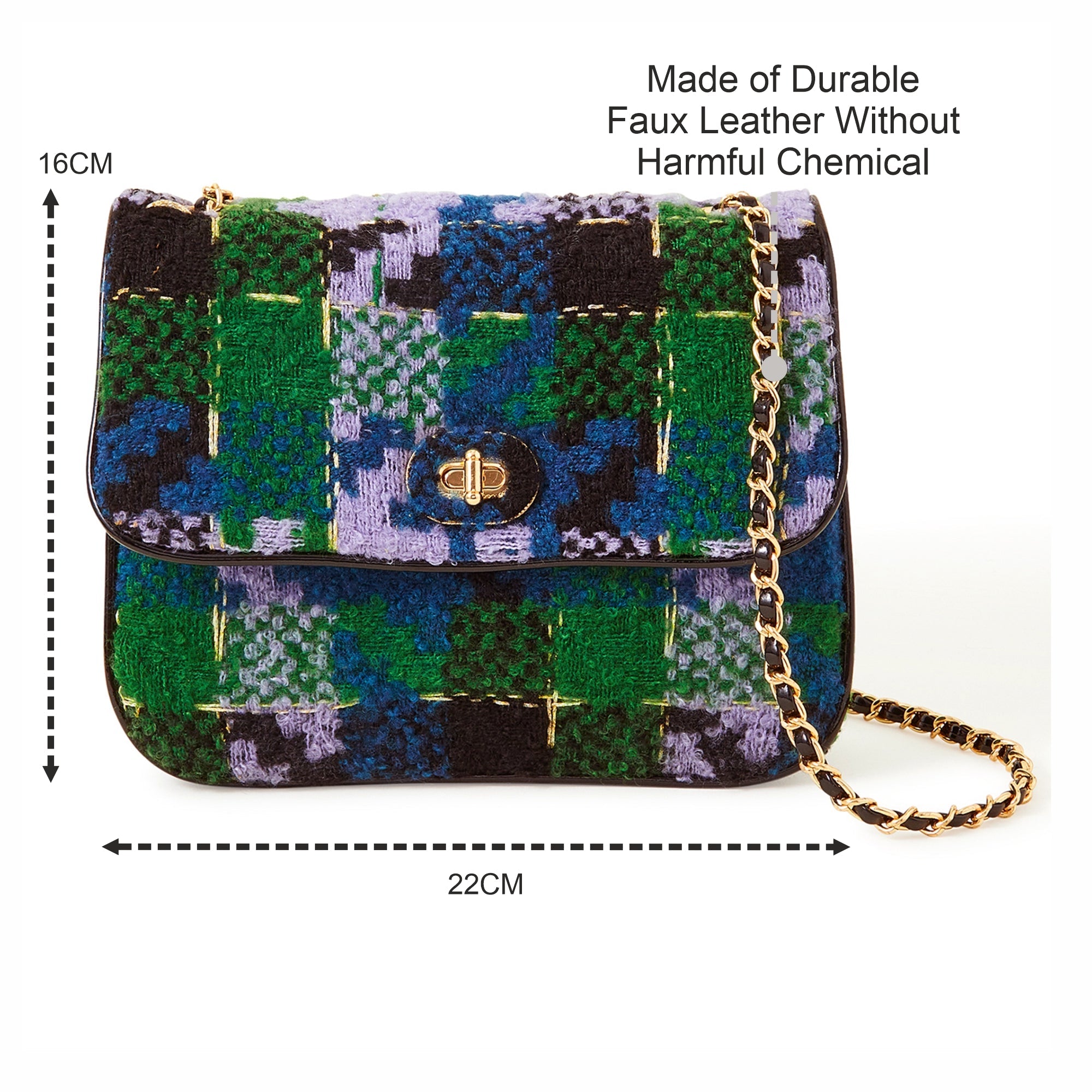 Accessorize London Women's Green Tweed Cross Body Bag