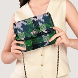 Accessorize London Women's Green Tweed Cross Body Bag