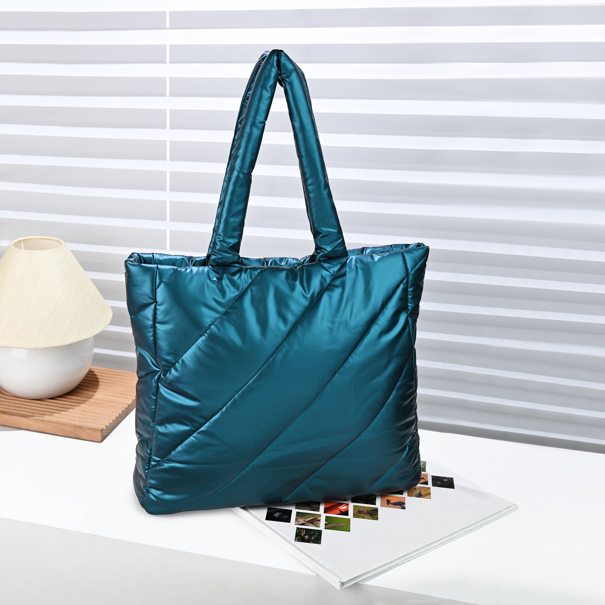 Teal Metallic Tote Bag