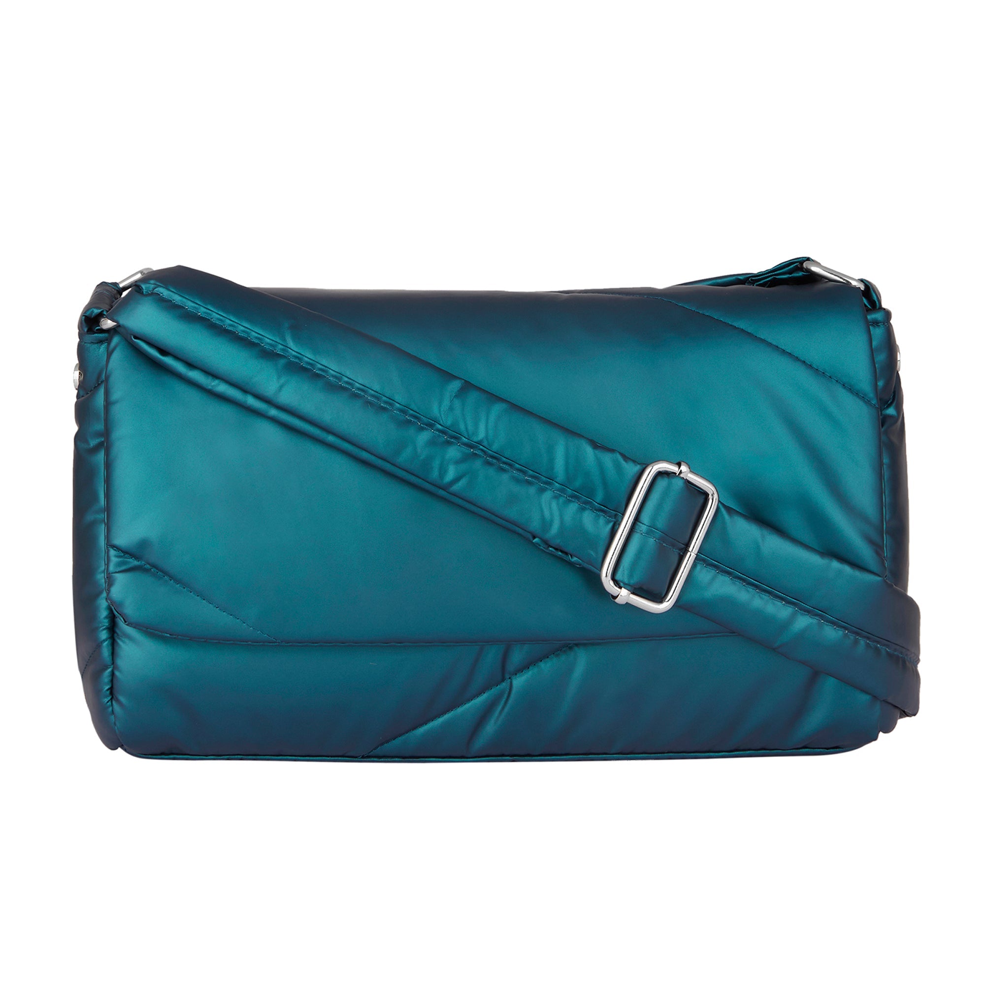 Teal Metallic Crossbody Bag Features