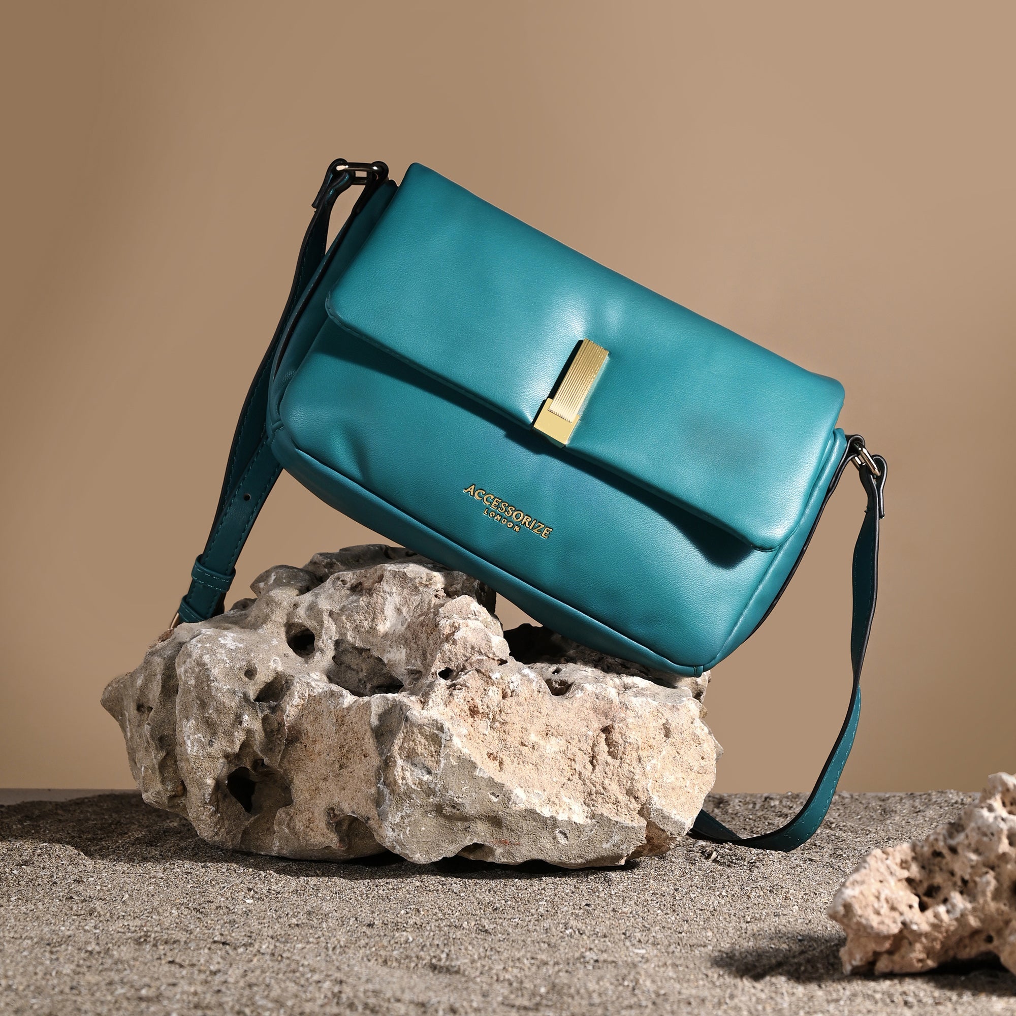 Leather Bag Cross Body Sac Accessorize London Women's Green Puffer