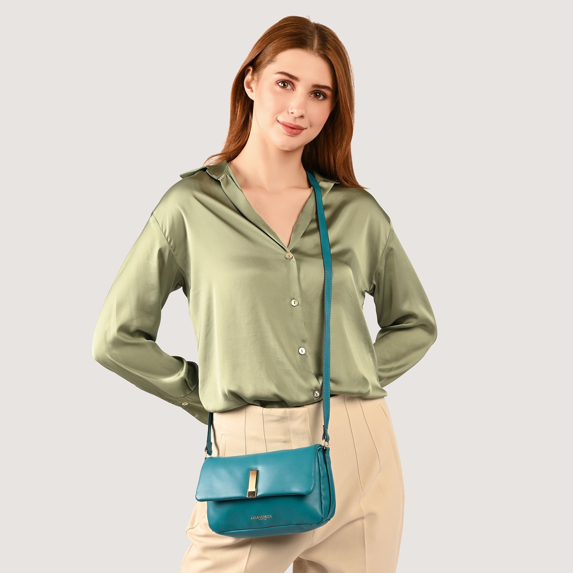 Green Puffer Cross Body Bag