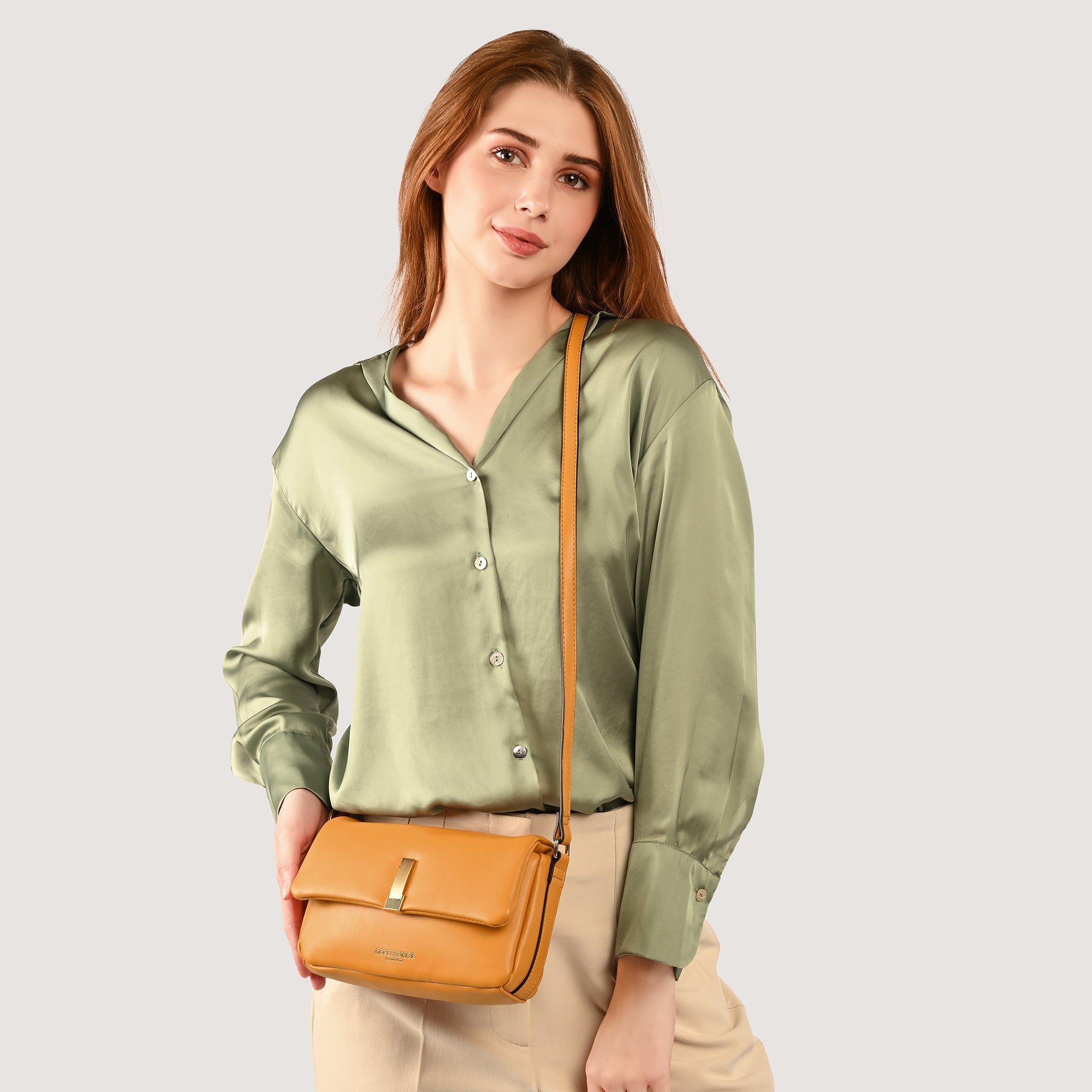 Women's Yellow Puffer Cross Body Bag