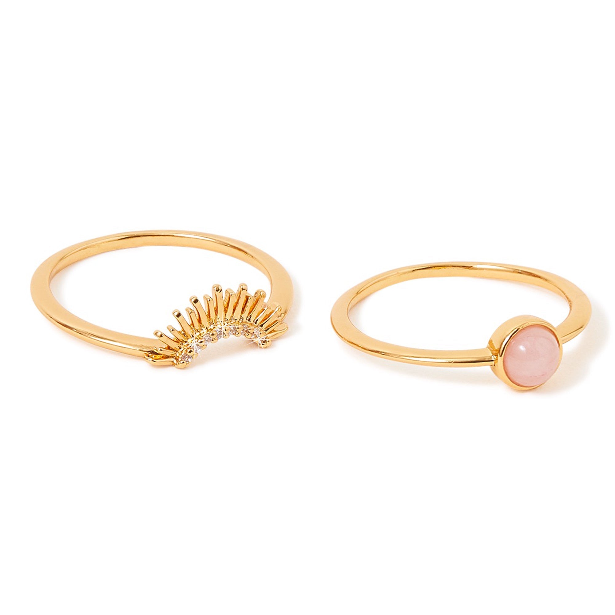 Real Gold Plated Gold Z Sun Ring Set Of 2-Small