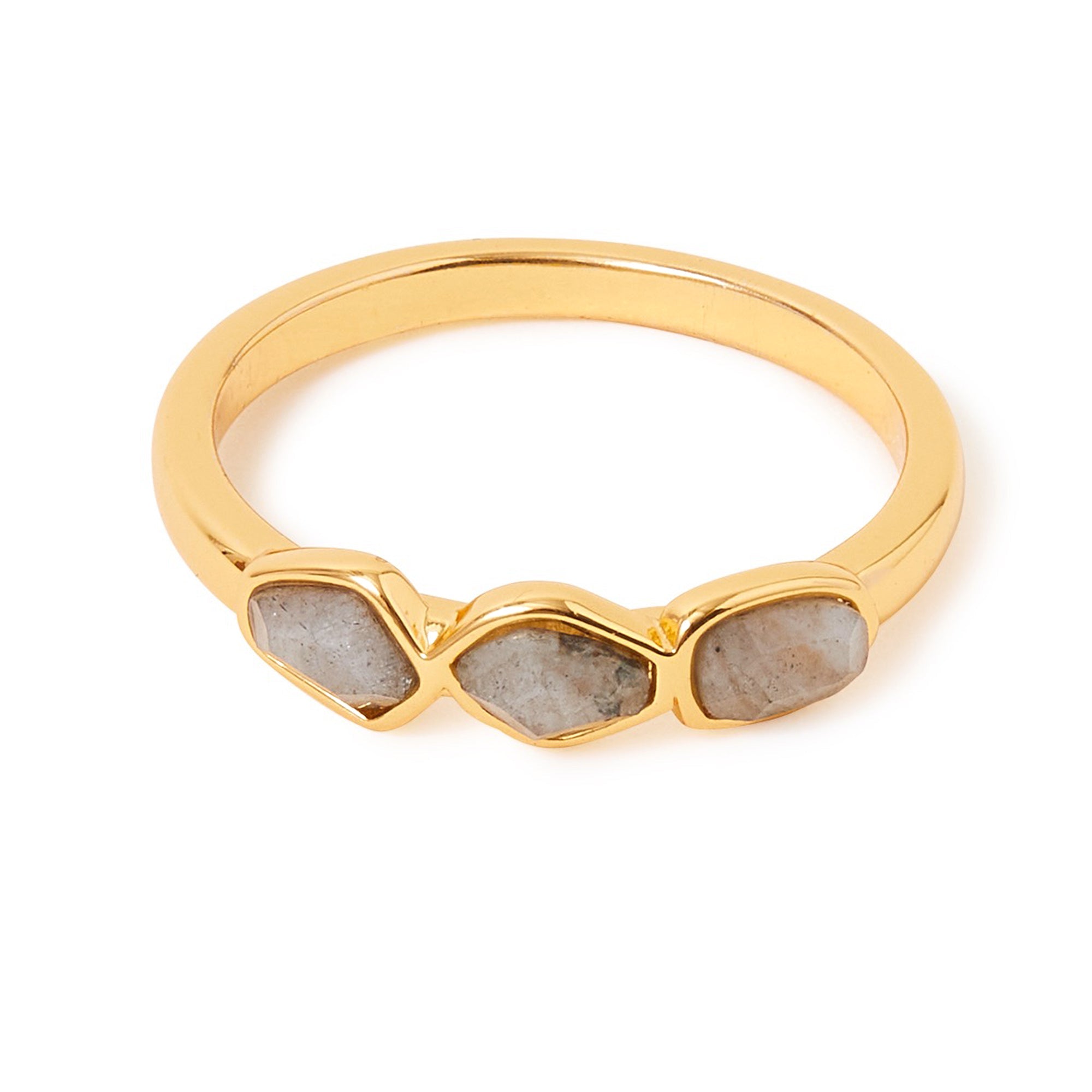 Real Gold Plated Gold Z Healing Stone Nugget Ring Labradorite-Medium