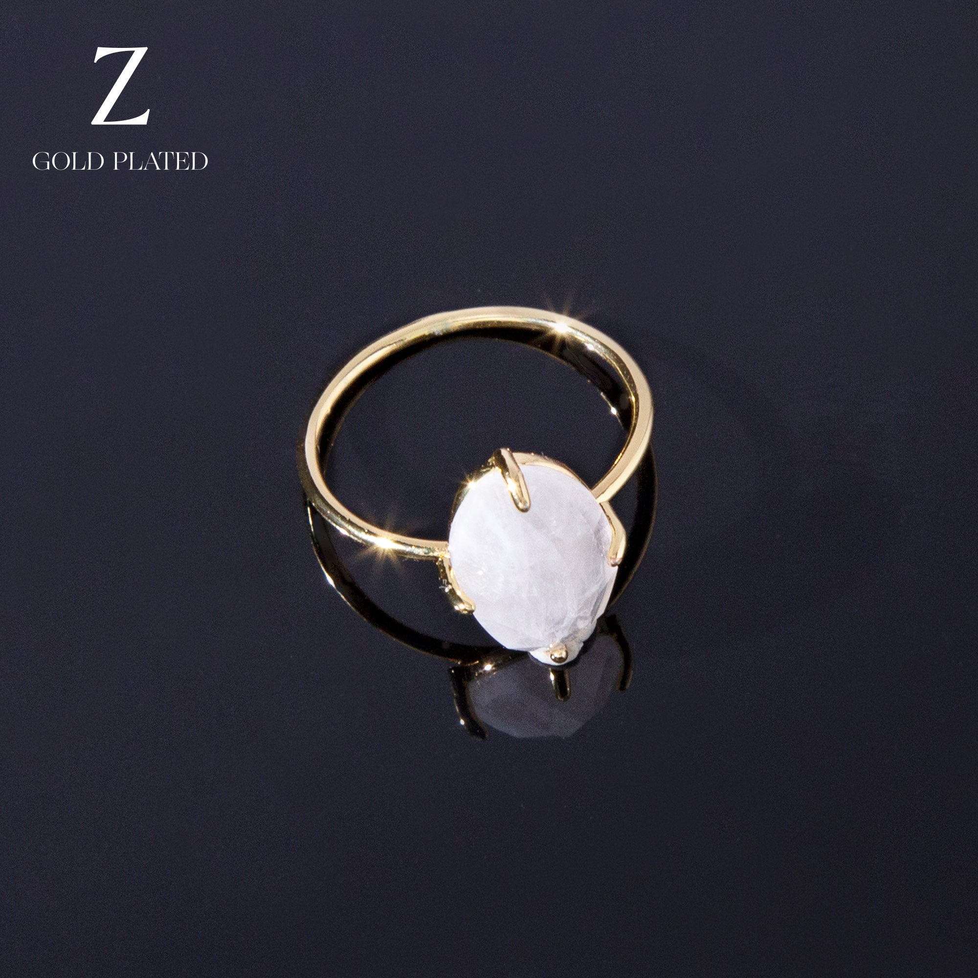 Small Real Gold-Plated Z Rose Quartz Nugget Ring