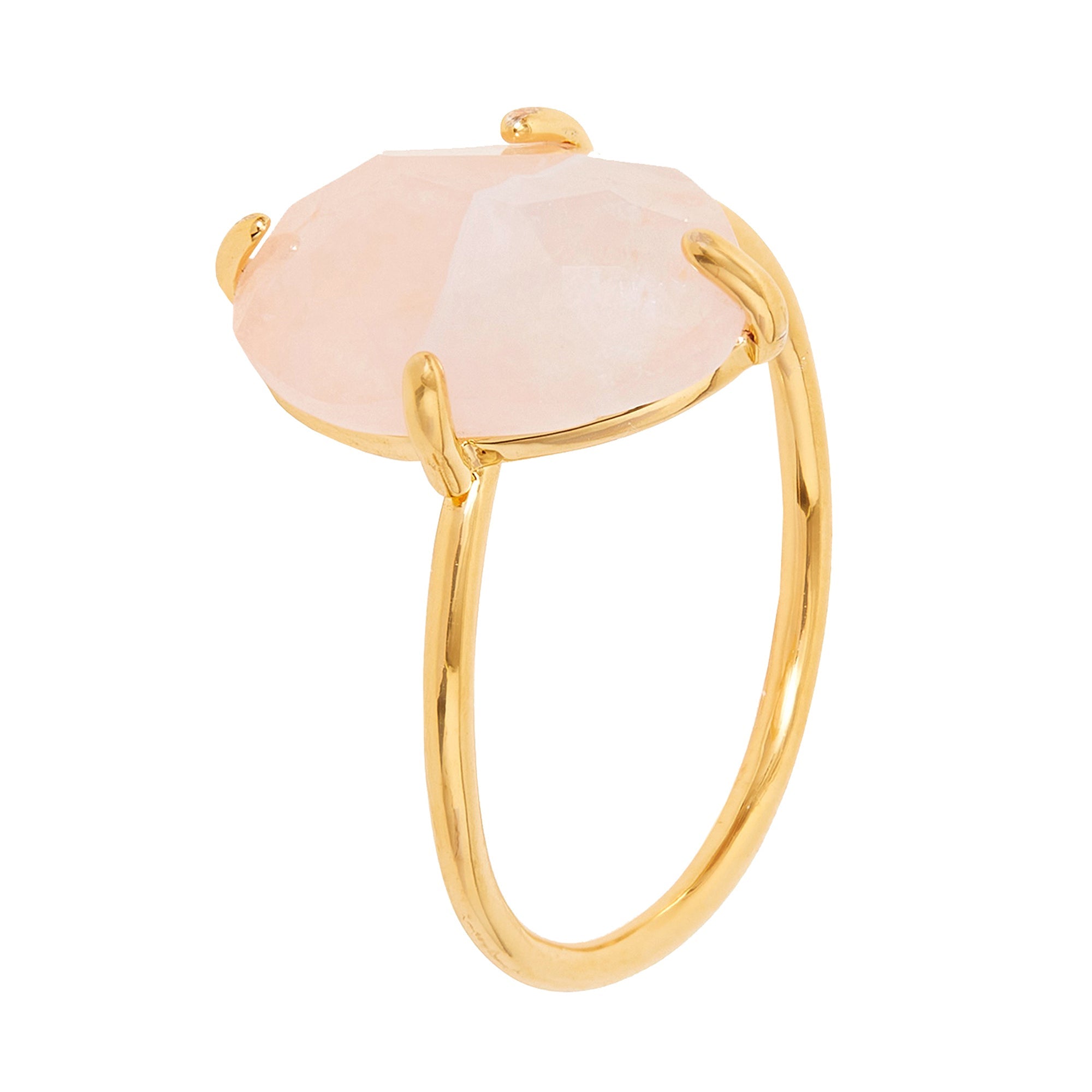 Small Real Gold-Plated Z Rose Quartz Nugget Ring