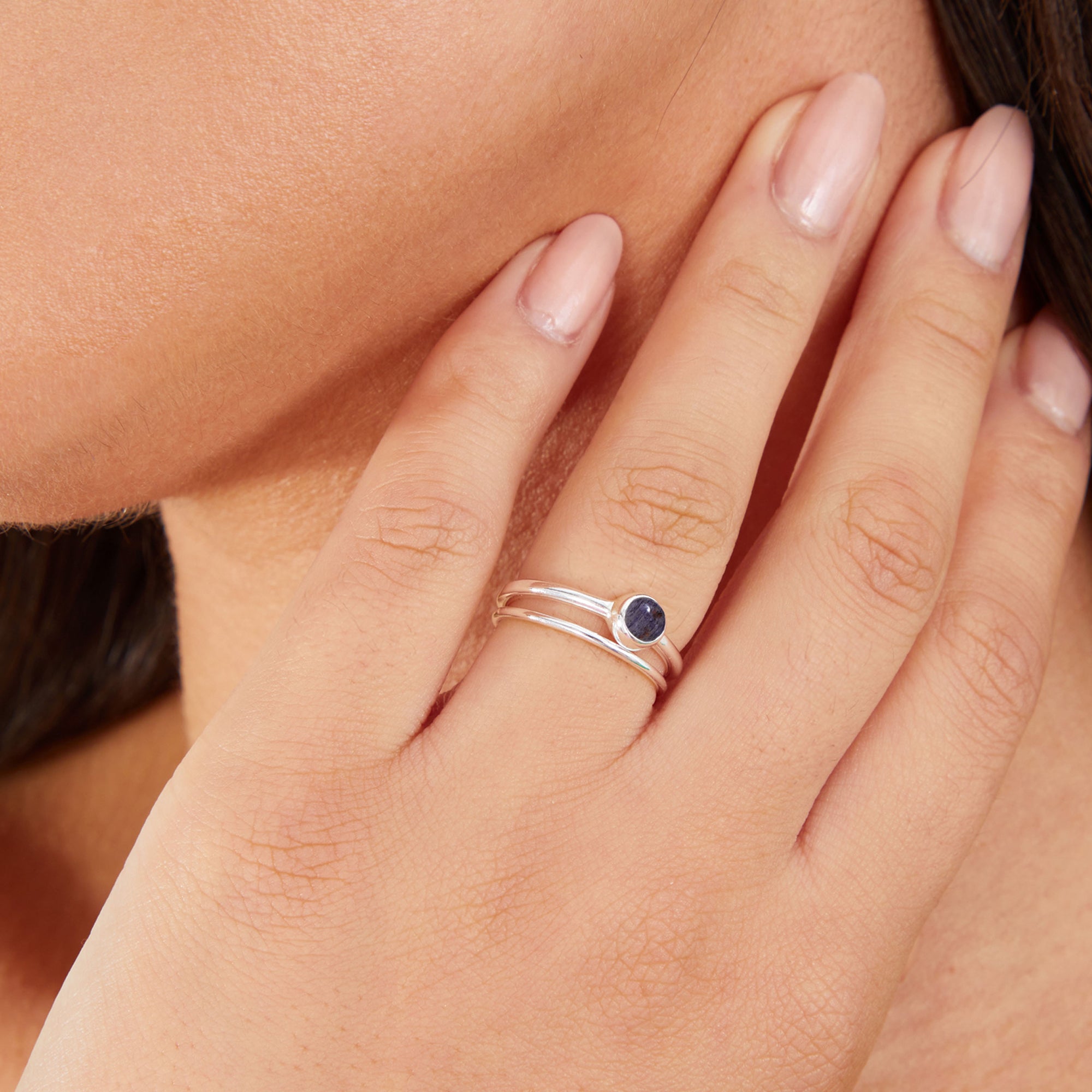 Medium Recycled Sterling Silver Rose Quartz Rings