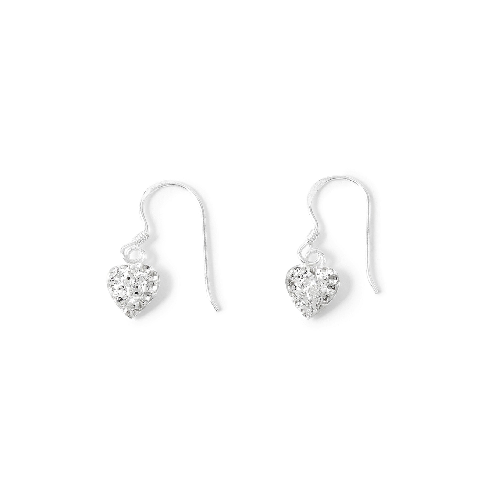 925 Pure Sterling Silver Pave Heart Short Drop Earring For Women