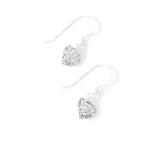 925 Pure Sterling Silver Pave Heart Short Drop Earring For Women