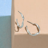 Accessorize London Women's Silver Small Twist Hoop Earring