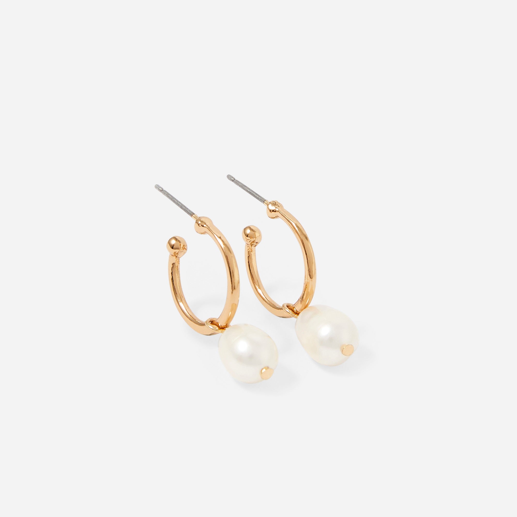 Accessorize London Women'S Gold Freshwater Pearl Hoop Earring