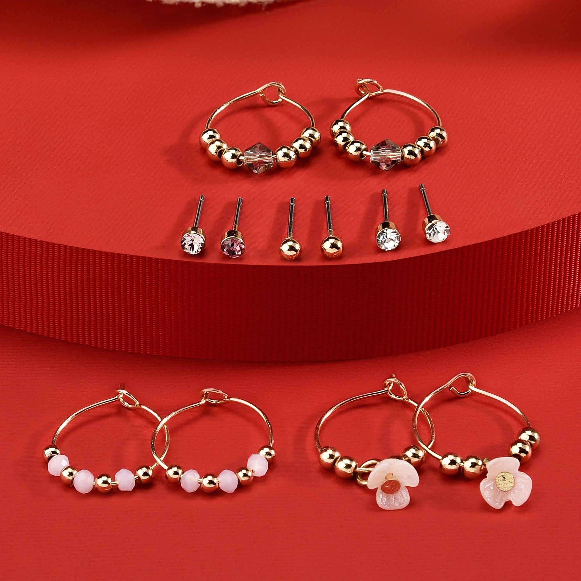 Accessorize London Women's Set Of 6 Pretty Stud & Hoop Earrings
