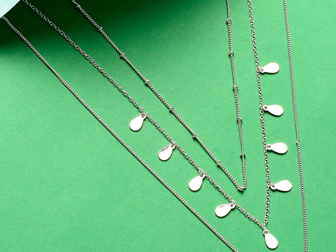 Accessorize London Women's Set Of 3 Horn & Droplet Multirow Silver Necklace
