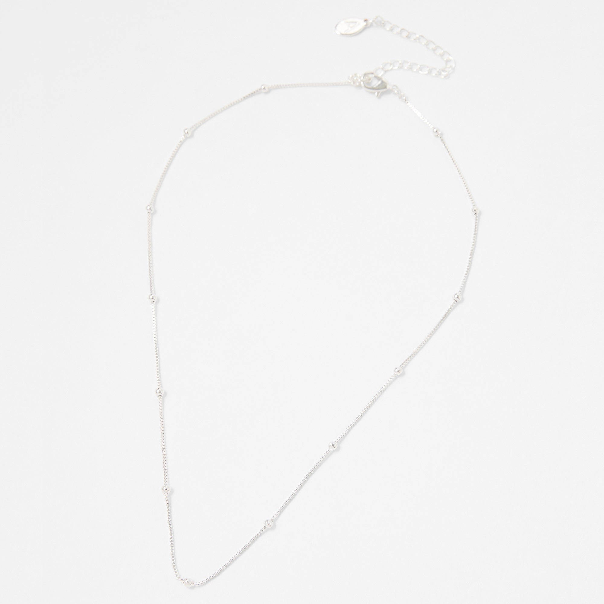 Accessorize London Beaded Chain Necklace-Silver
