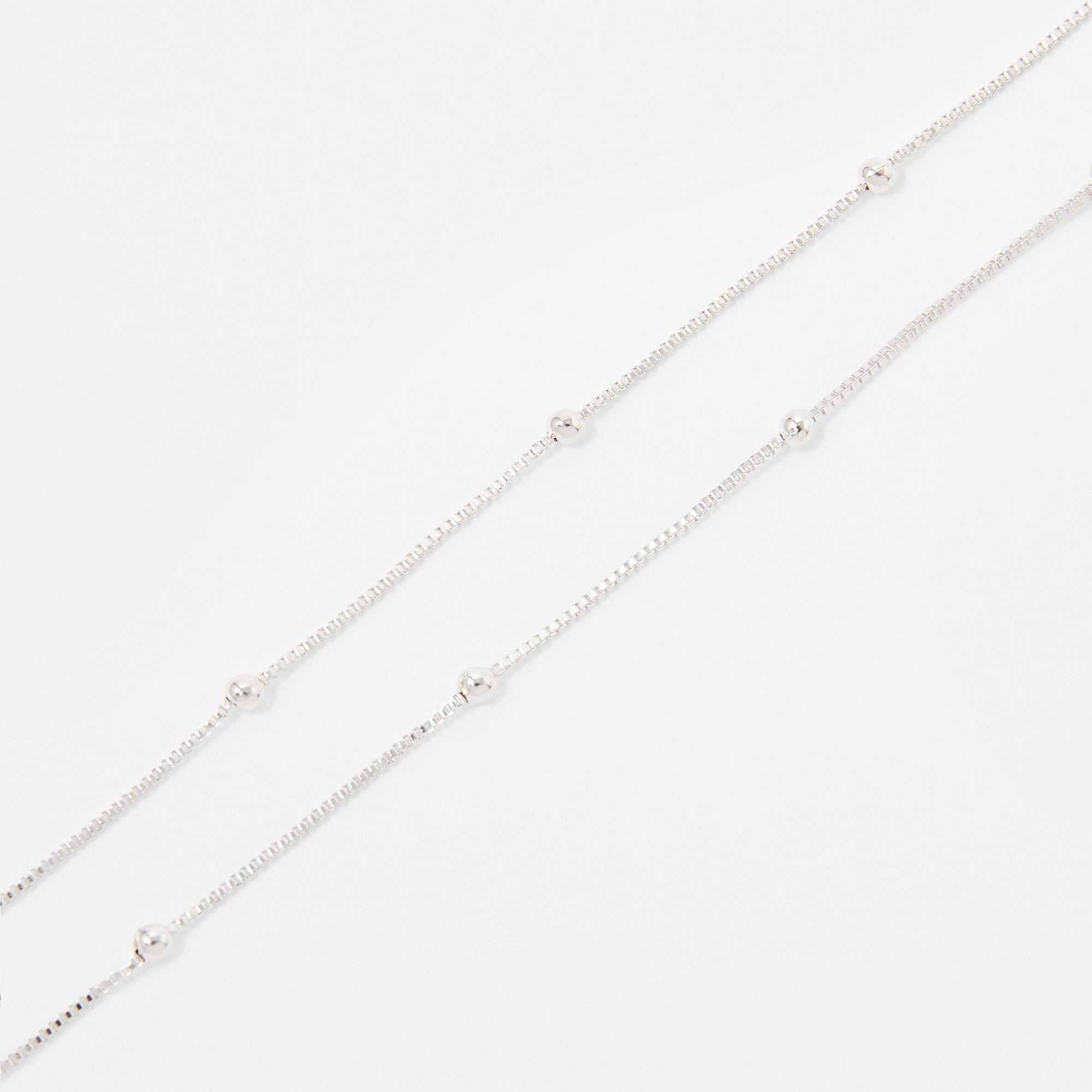 Accessorize London Beaded Chain Necklace-Silver