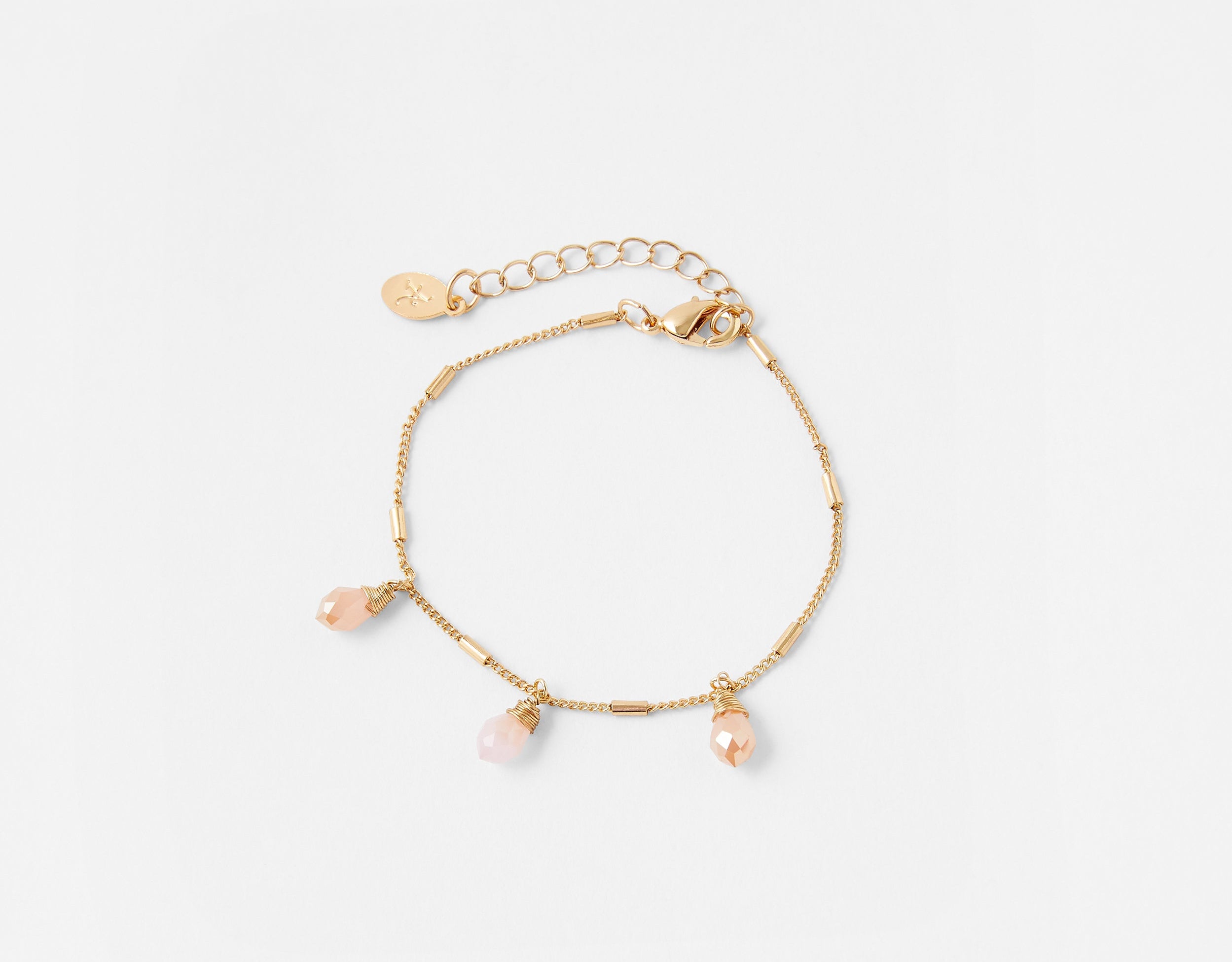 Accessorize London Women'S Gold & Pink Facet Bead Drop Bracelet